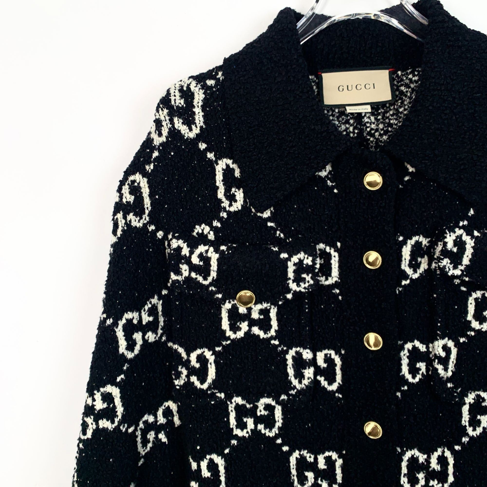 Gucci Gucci Womens Button-Up Wool & Cotton Blend Monogram Cape Jac Size XXS / US 00 / IT 34 - 3 Thumbnail