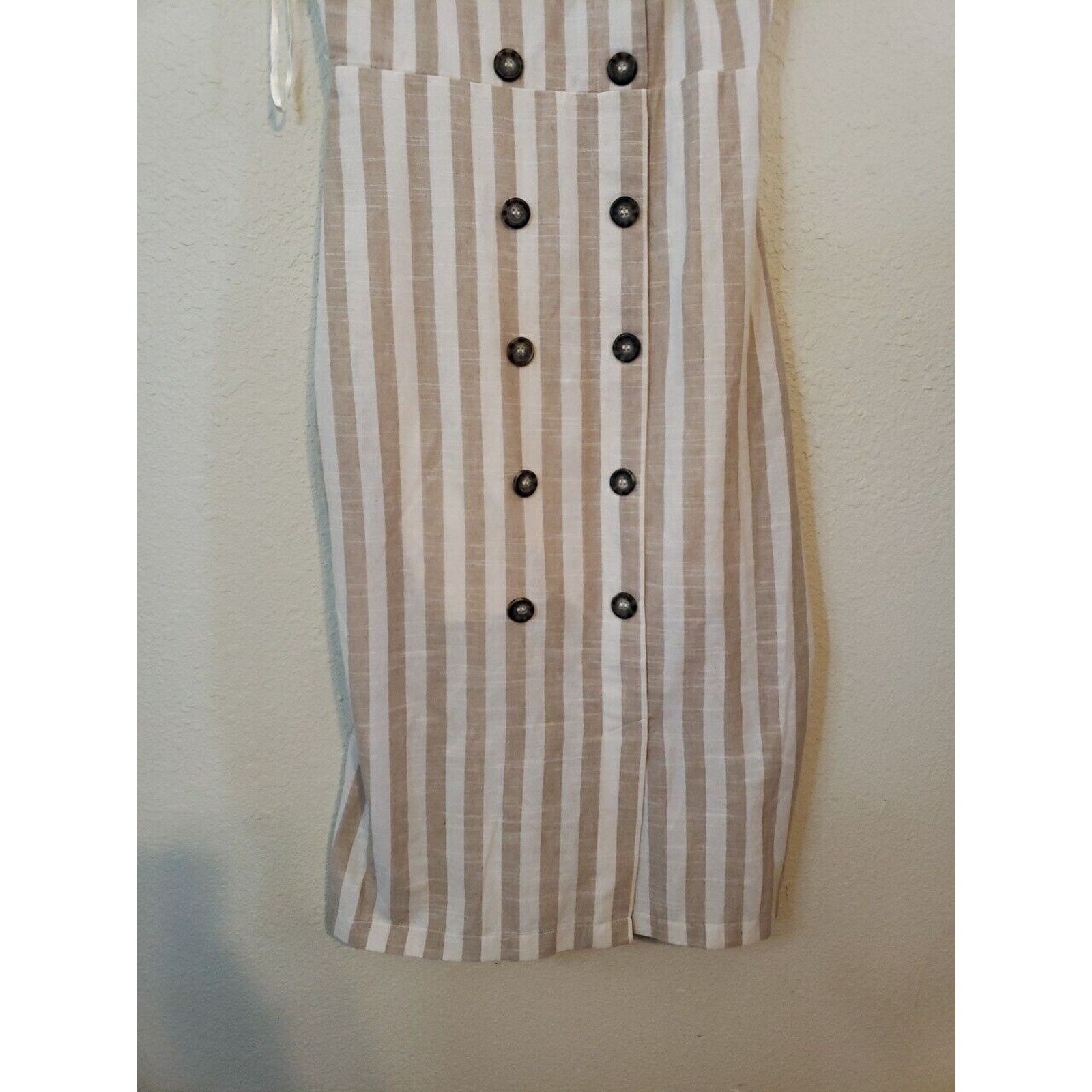 Other New Max Studio Beige Striped Maxi Dress Womens Size 9 Boho Size M / US 6-8 / IT 42-44 - 6 Thumbnail