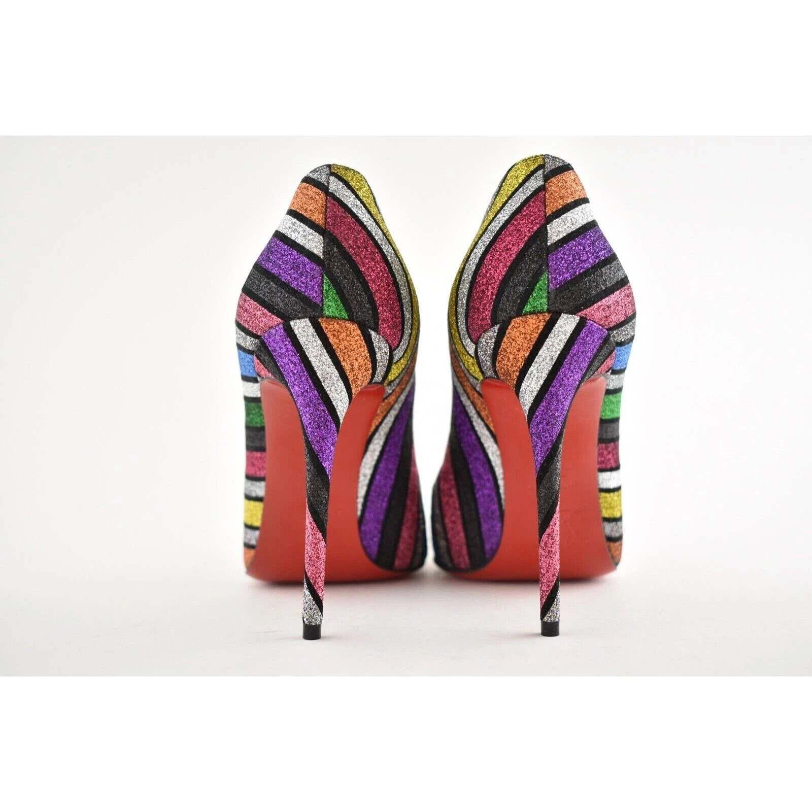 Christian Louboutin Christian Louboutin Pigalle Follies Stripy Glitter Stripe Size US 7 / IT 37 - 10 Thumbnail