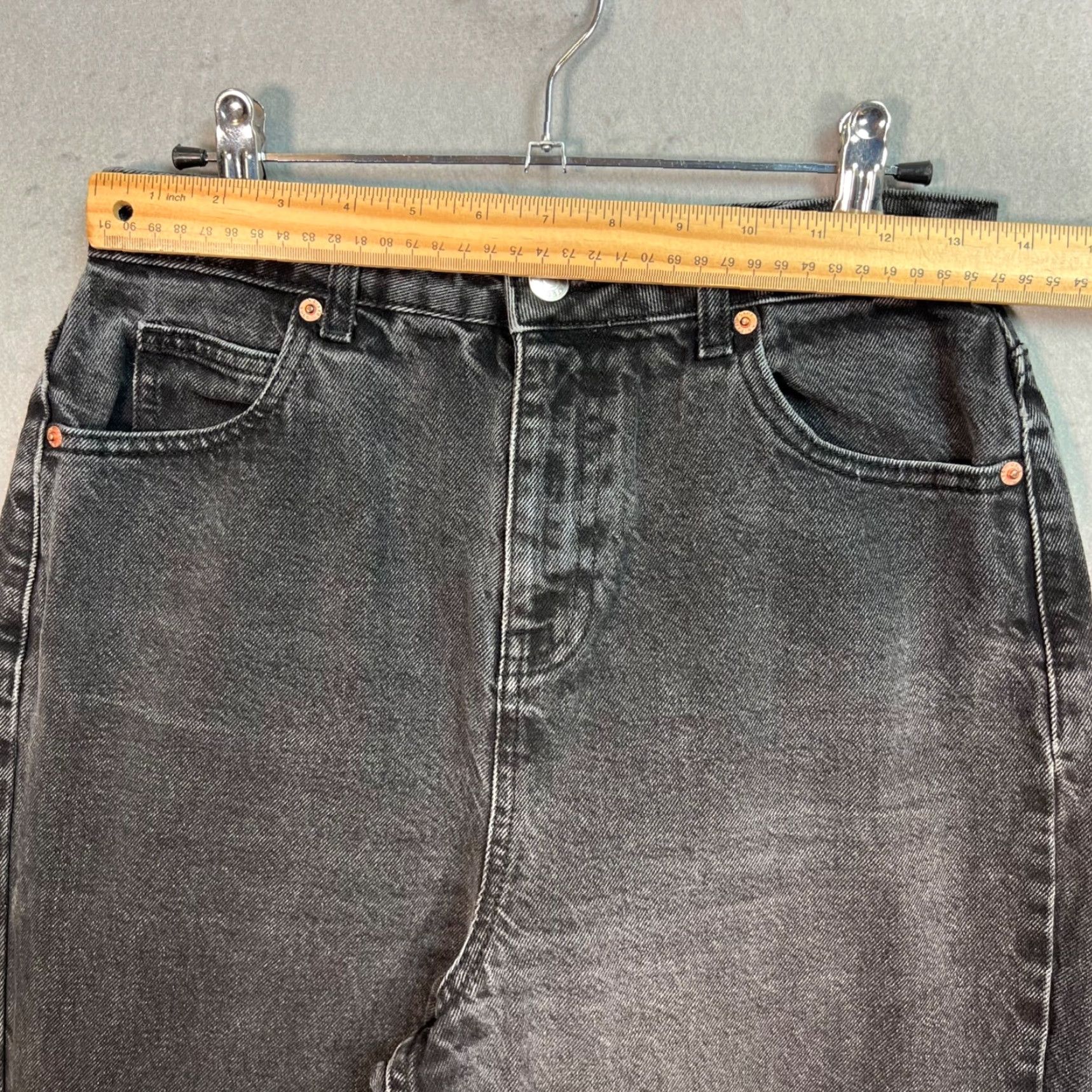 Asos ASOS High-Waisted Black Tapered Jeans Womens 28 x 30 Cotton Denim Size 28" / US 6 / IT 42 - 5 Thumbnail