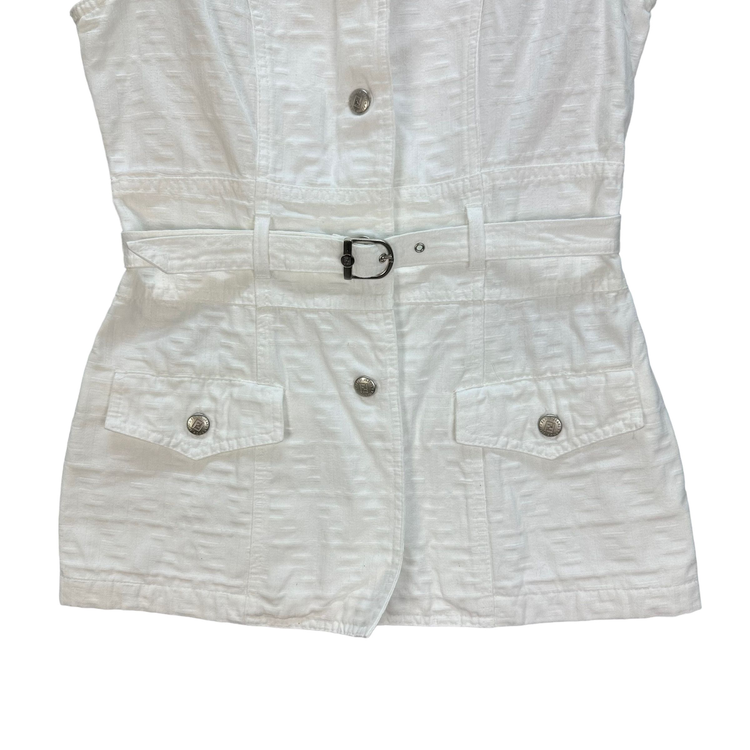 Fendi FENDI MONOGRAM SLEEVELESS BELTED JACKET # Size M / US 6-8 / IT 42-44 - 3 Thumbnail