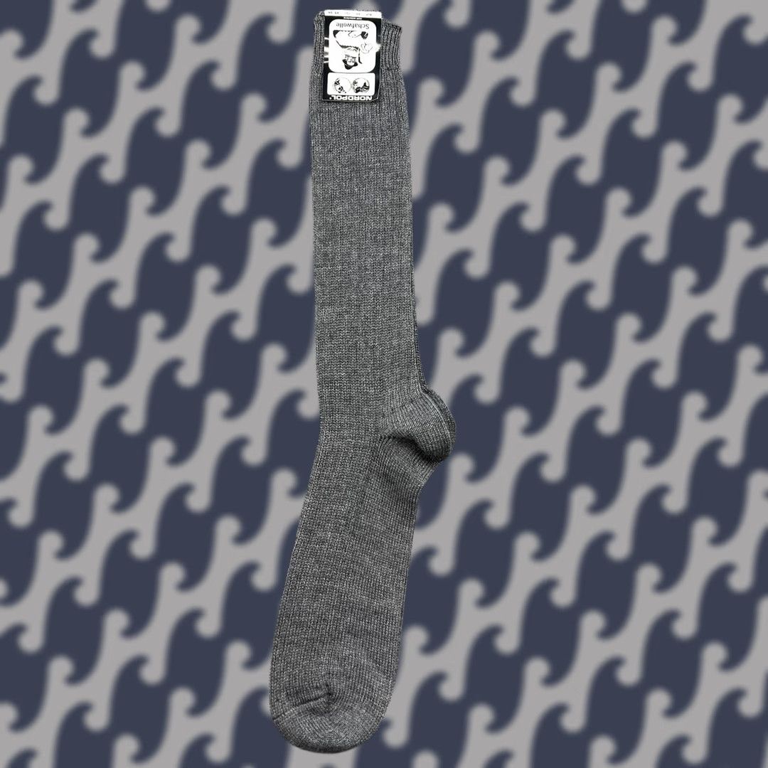 Vintage NORDPOL Socks 60% Wool Gray Long 45-46 Unisex Adults Knee High Outdoor Socks Size 44 - 1 Thumbnail