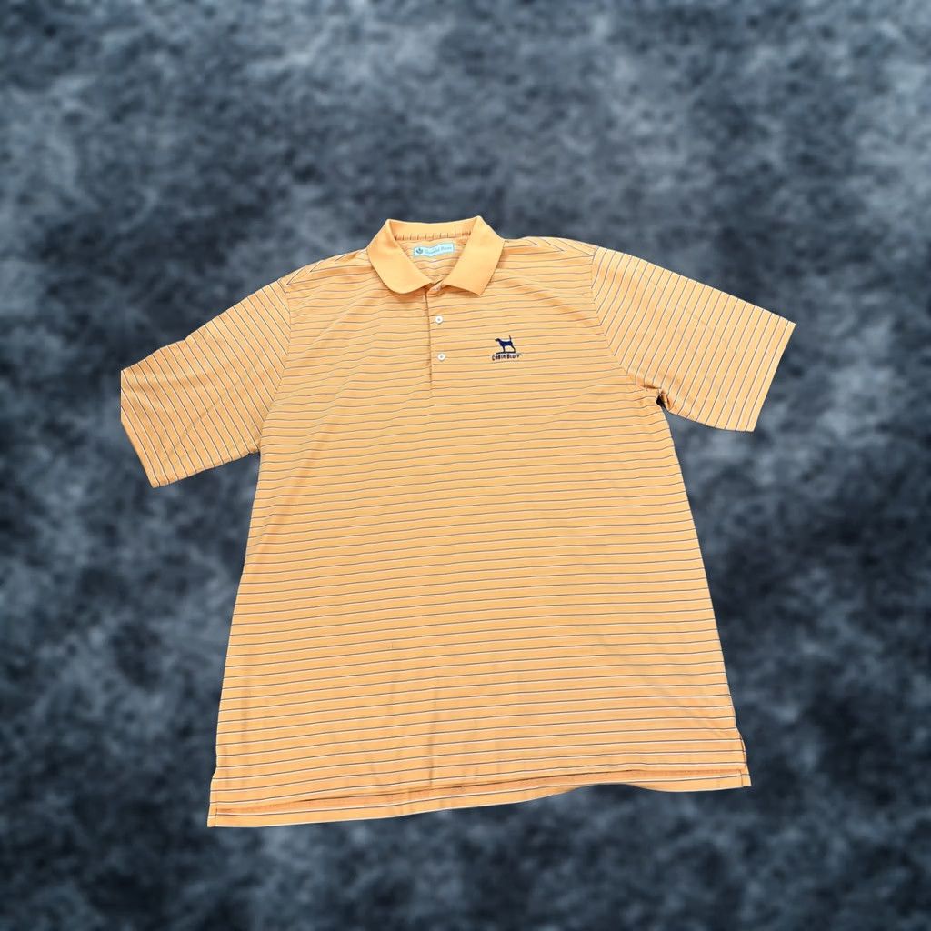 Vintage Donald Ross Polo Shirt Mens 2XL Orange Stripe Golf Cabin Bluff Performance Size US XXL / EU 58 / 5 - 1 Thumbnail