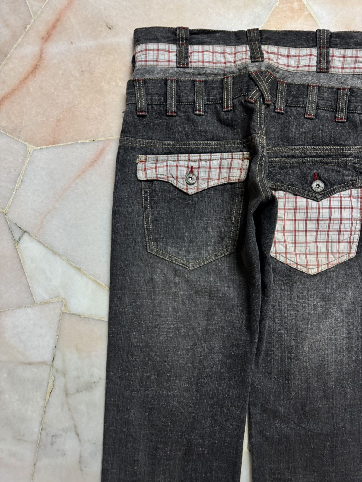 14th Addiction 💥Double Waist 90s Japanese Sand Washed Distress Jean Denim Size US 29 - 14 Thumbnail
