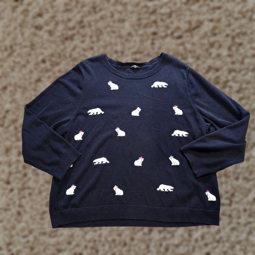Talbots Talbots Sweater Womens 2X Blue Polar Bears Embroidered Winter Casual Pullover Knit Long Sleeve Round Neck Size XXL / US 16-18 / IT 52-54 - 1 Thumbnail