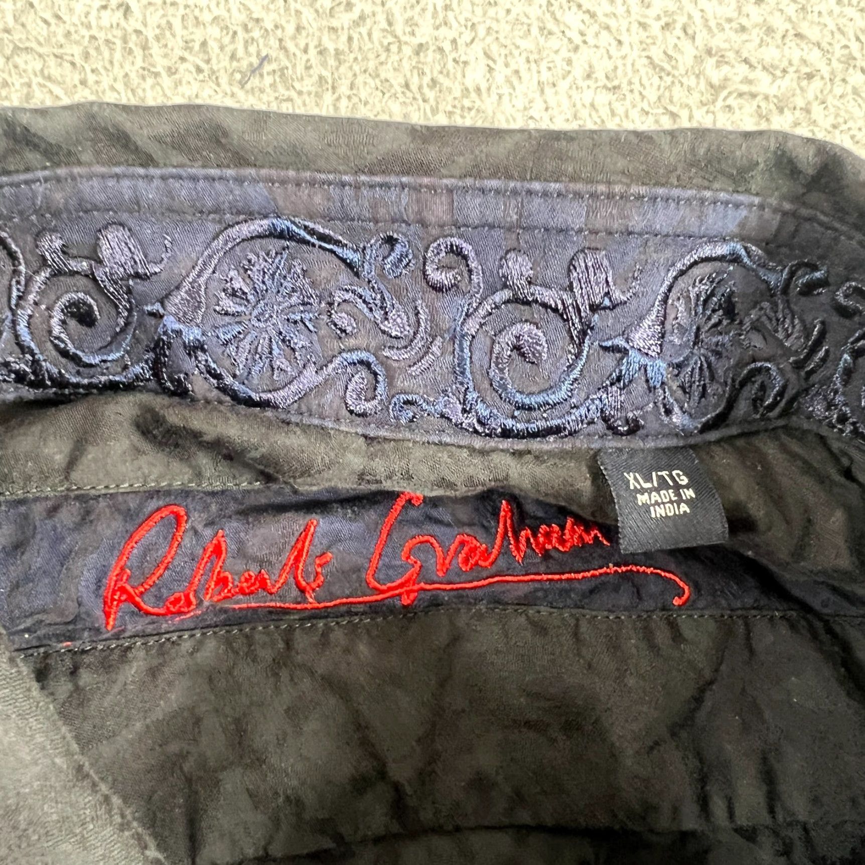 Robert Graham Robert Graham Shirt Button Up Black Floral Flip Cuff Mens XL Size US XL / EU 56 / 4 - 3 Thumbnail