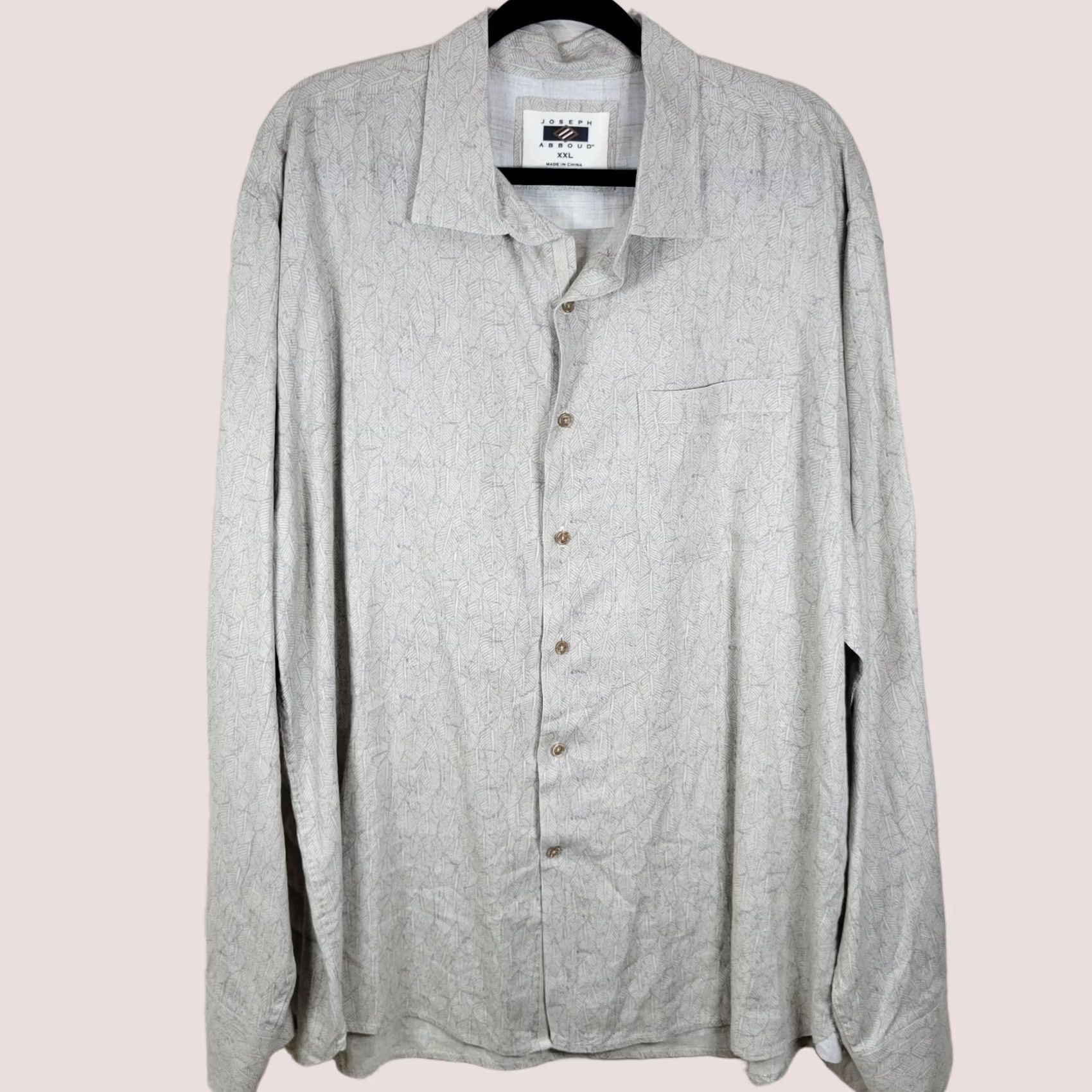 Joseph Abboud Shirt 2XL Gray Linen Long Sleeve Button-Up Designer Men, Men's (Size Xxl)