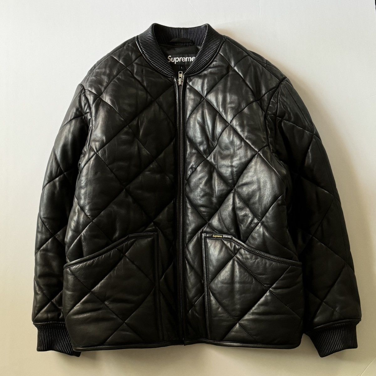 Streetwear × Supreme Supreme Quilted Lamb Leather Work Jacket size L |  Grailed