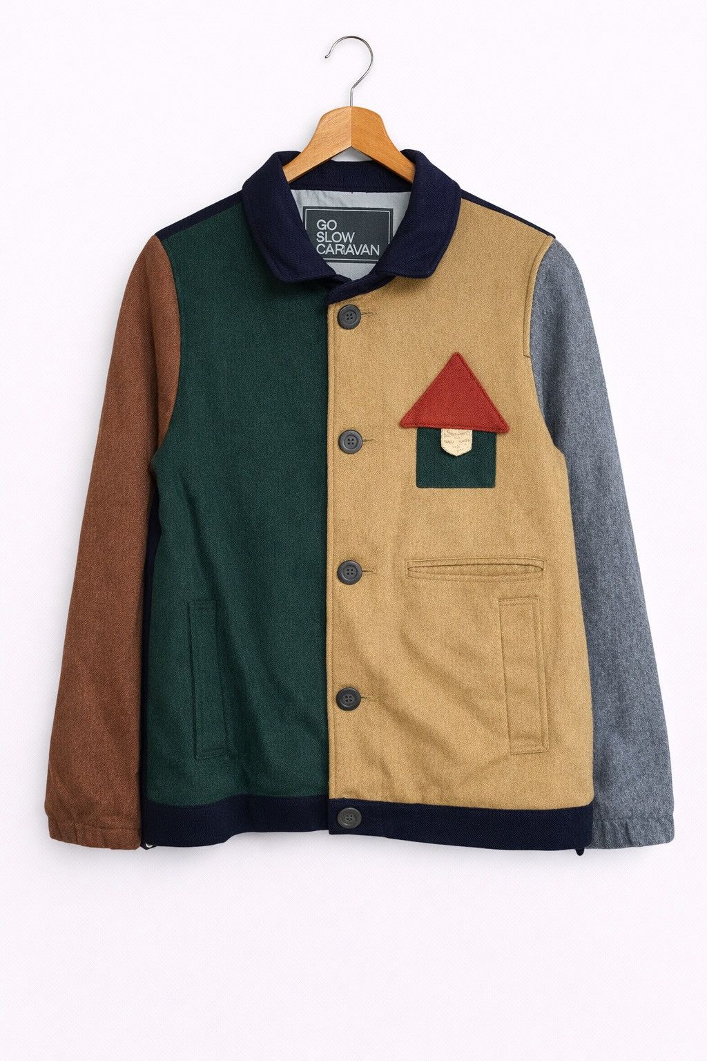 go slow caravan GO SLOW CARAVAN Patchwork Wool Jacket – Vintage Japanese Size US XS / EU 42 / 0 - 1 Thumbnail
