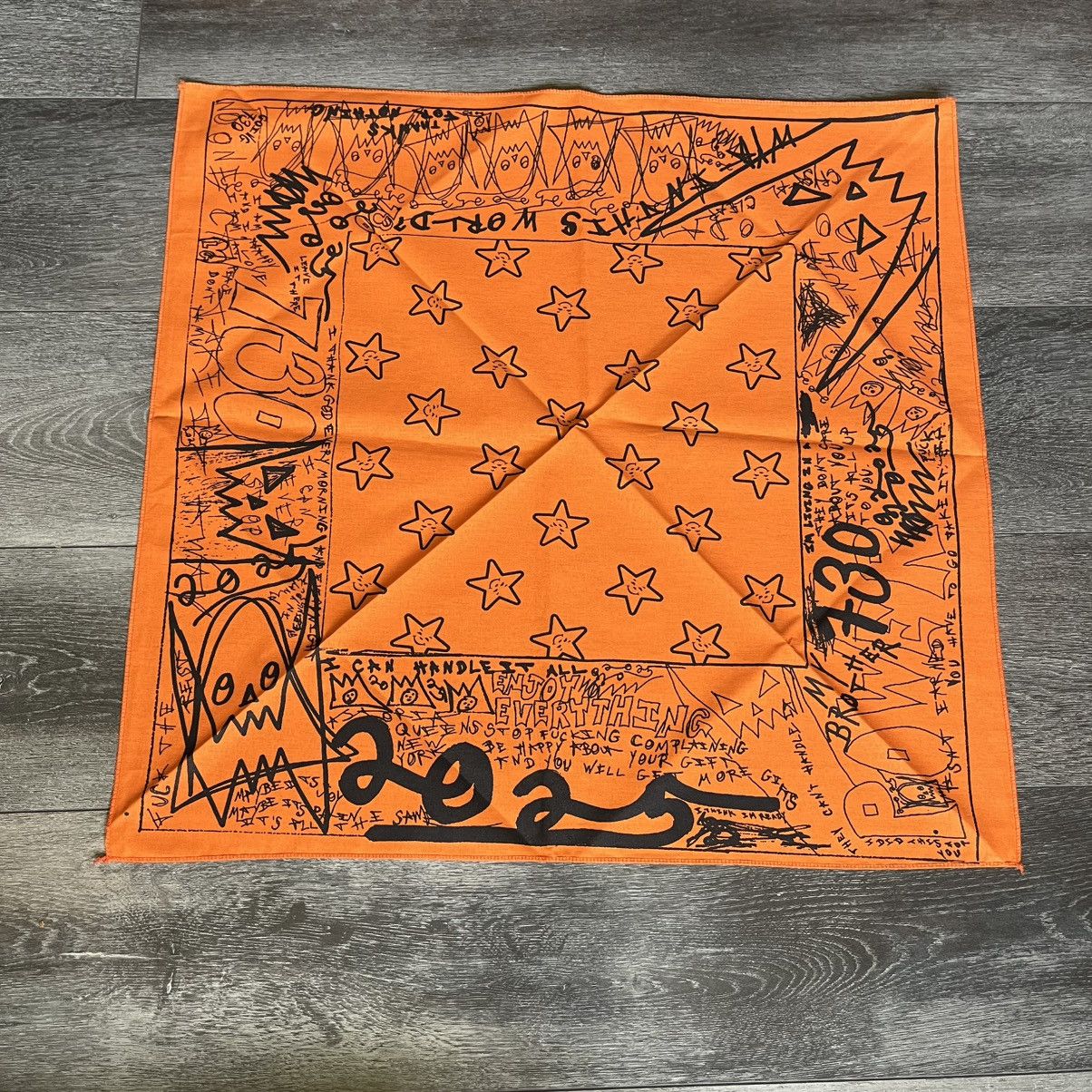 Asspizza New Asspizza 730 Exclusive Bandana Orange Orange Stars Size ONE SIZE - 1 Thumbnail