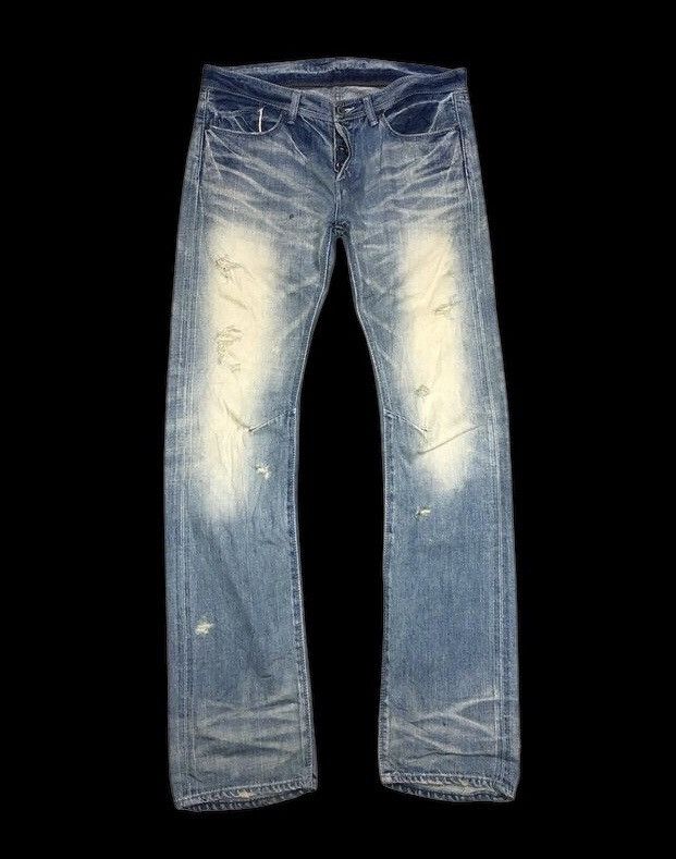 GOSTAR DE FUGA SELVEDGE⚡️⚡️DISTRESSED WASHED BLUE DENIM Size US 33 - 1 Thumbnail
