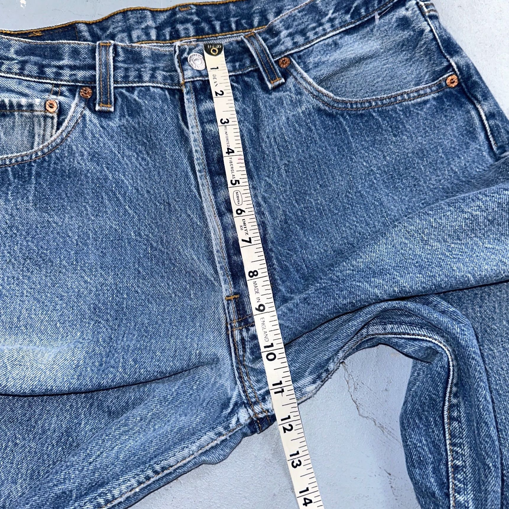 Levi's VINTAGE Levi's 501 Jeans Men's Mid Rise Straight Leg 90s USA Blue Cotton 35x34 Size US 35 - 6 Thumbnail