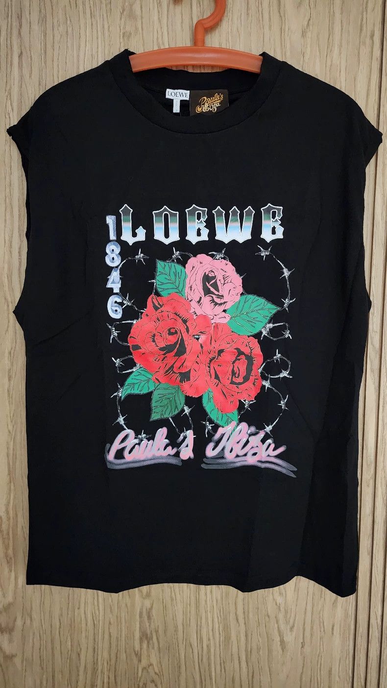 Loewe Loewe Men's Sleeveless Rose Print T-shirt - dmc Size US M / EU 48-50 / 2 - 1 Thumbnail