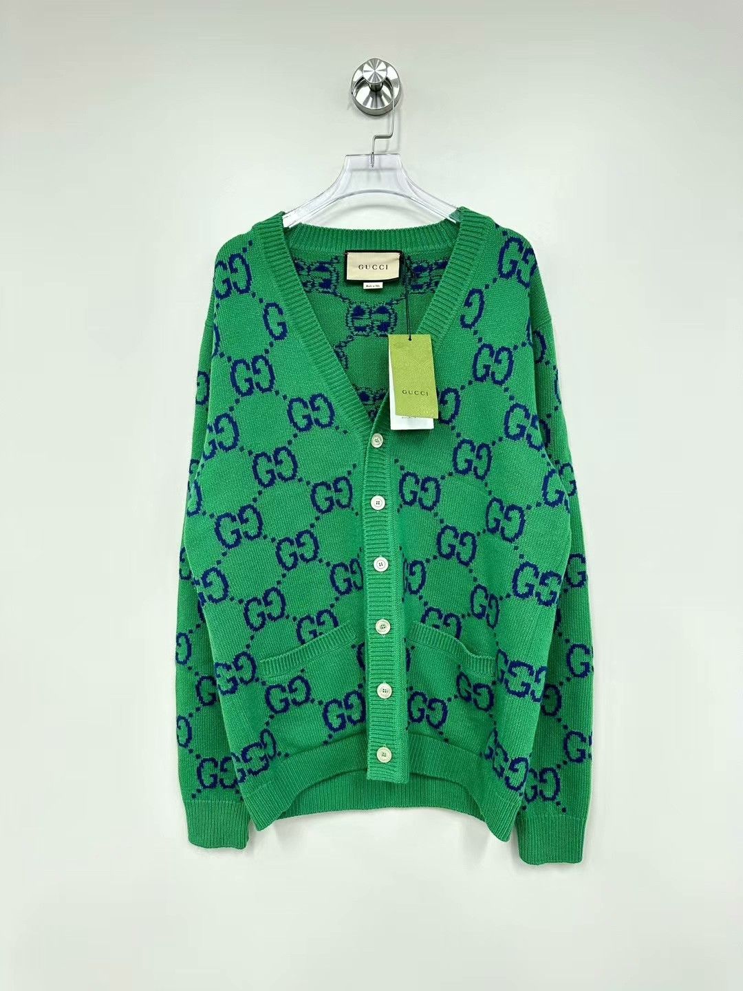 Gucci gucci green double g knit cardigan jacket Size S / US 4 / IT 40 - 1 Thumbnail