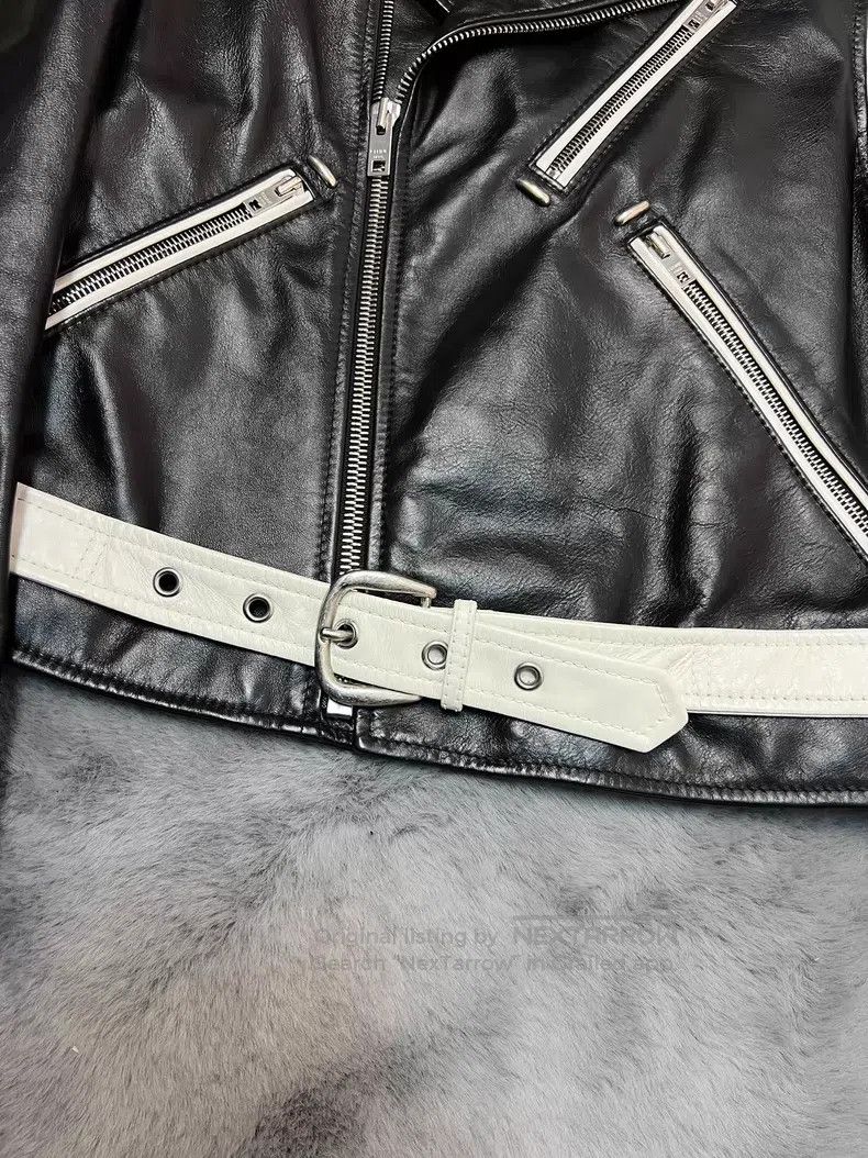 Celine CELINE Black and White Patchwork Leather Multi-Zip Motorcy Size US S / EU 44-46 / 1 - 5 Thumbnail