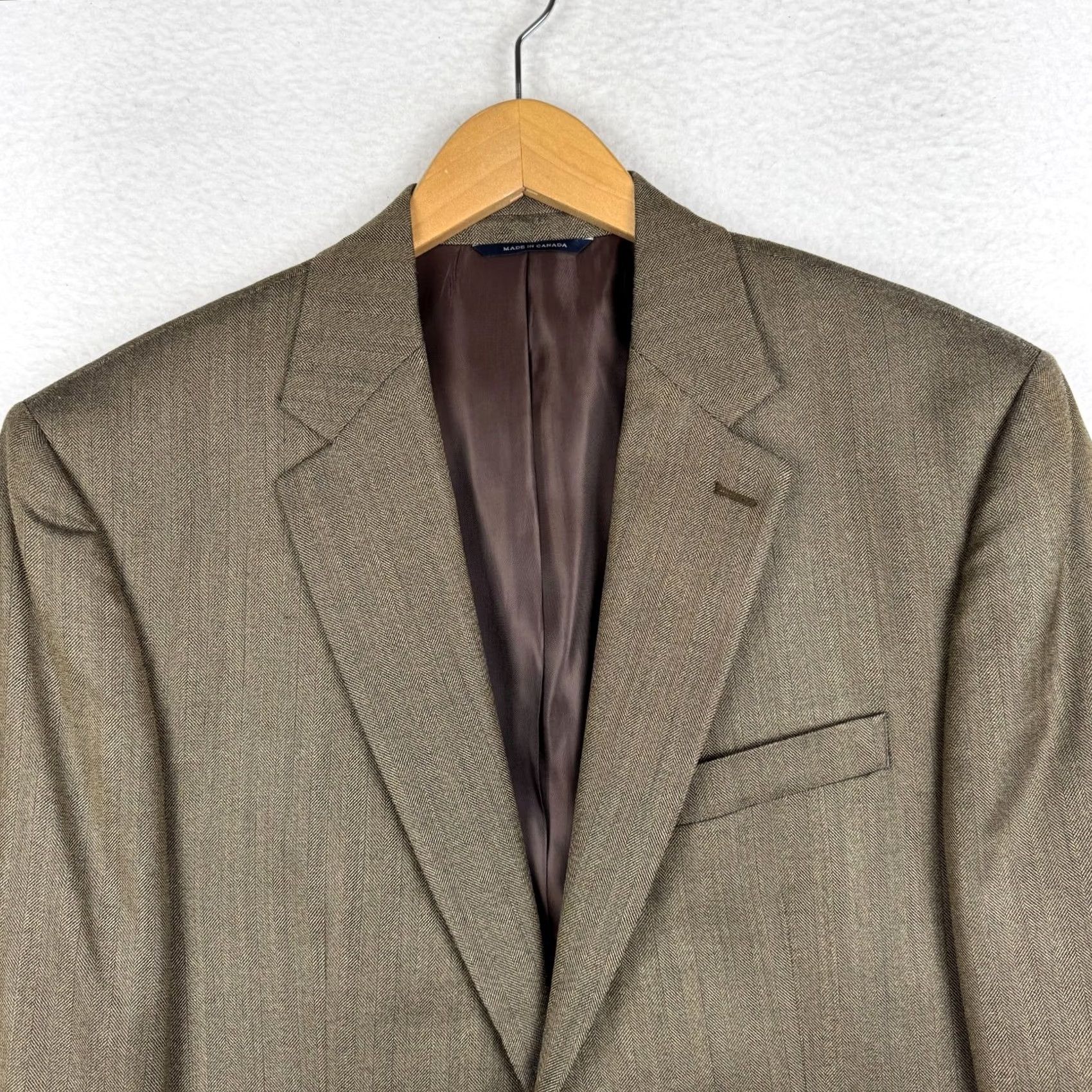 Ralph Lauren VINTAGE Ralph Lauren Blazer 42 Brown Silk Wool Herringbone Notch 2 Button Single-Breasted Men Size 42R - 4 Thumbnail