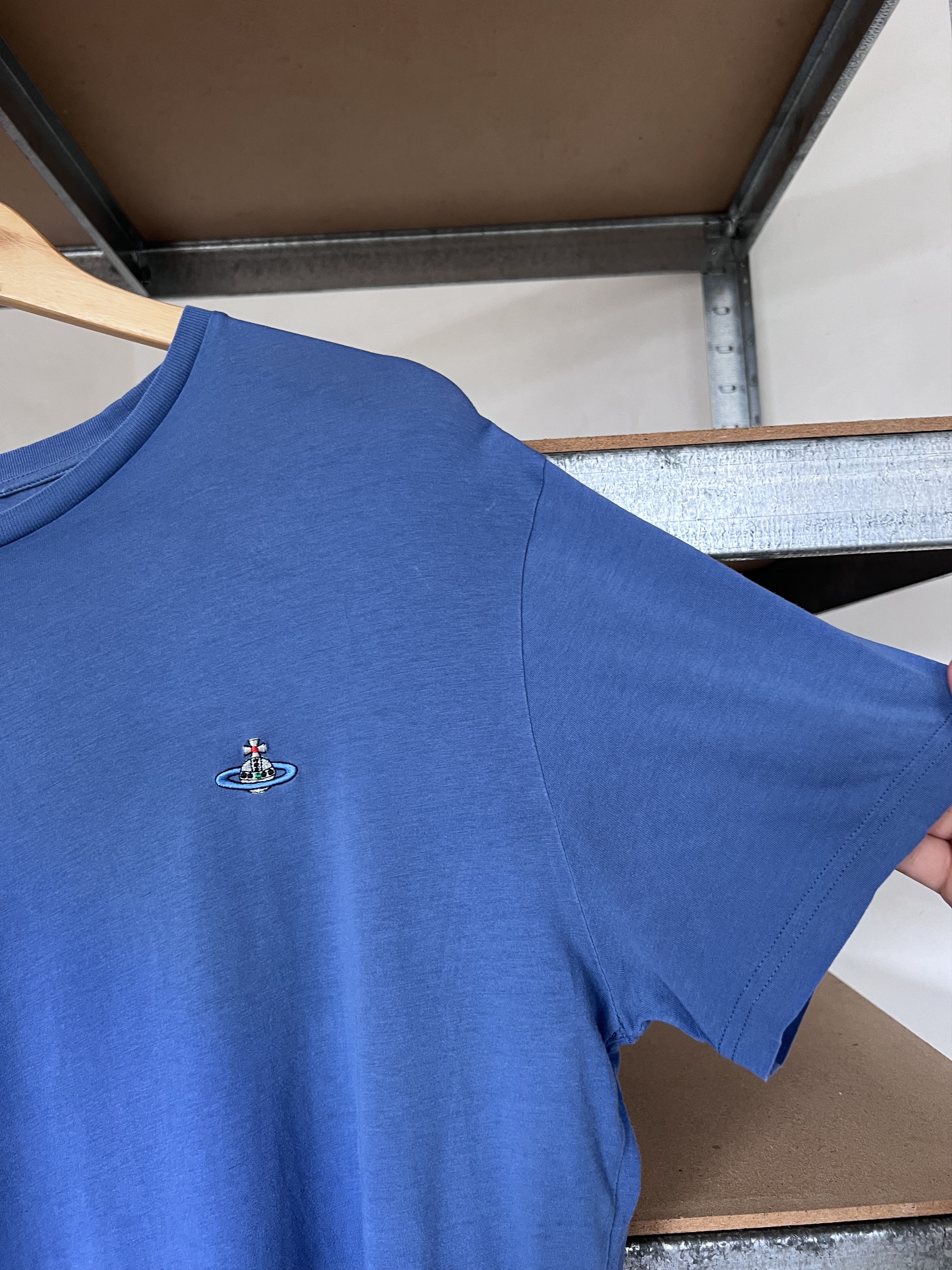 Vintage Vivienne Westwood Vintage Small Logo Blue Distressed Tee Size US XL / EU 56 / 4 - 8 Thumbnail