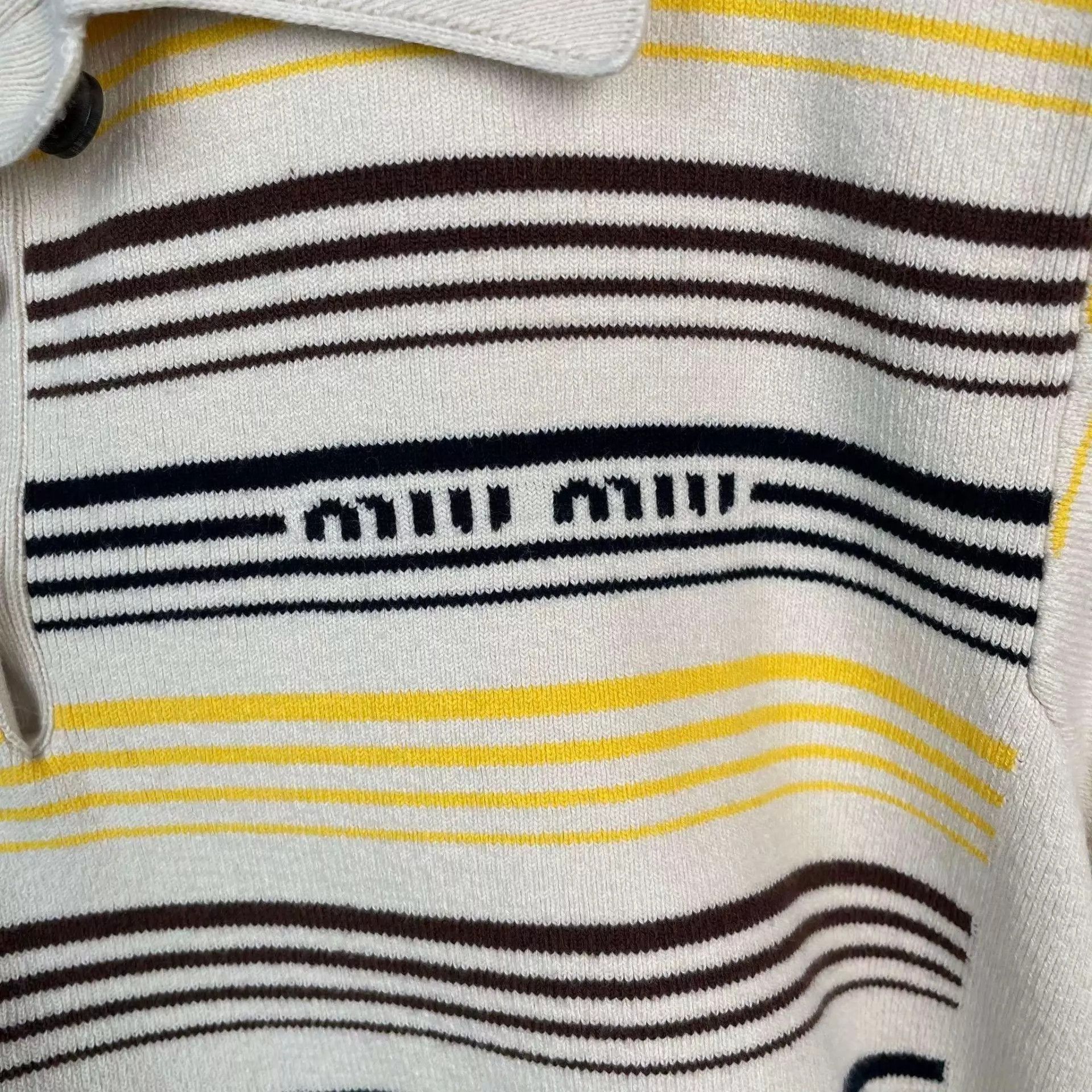Miu Miu MIU MIU Yellow & Black Stripe Knit Tee 95 New Size XS / US 0-2 / IT 36-38 - 8 Thumbnail