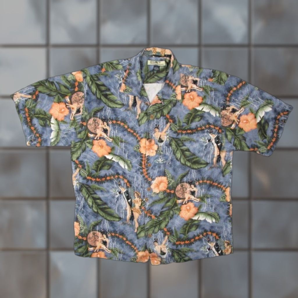 Tommy Bahama VINTAGE Tommy Bahama Hawaiian Shirt Mens Large Blue Floral Short Sleeve Button Up 2004 Size US L / EU 52-54 / 3 - 1 Thumbnail