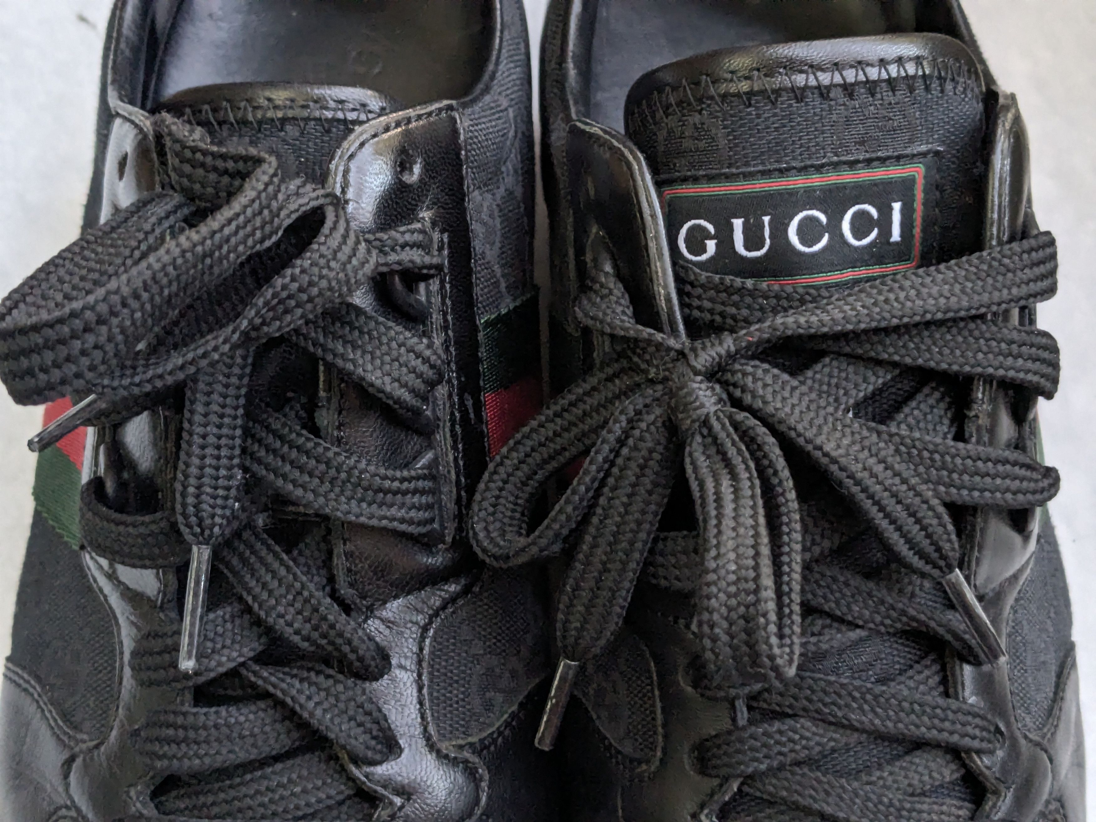 Gucci Gucci Sneakers Black 9.5 Web Leather Low Tops Size US 9.5 / EU 42-43 - 8 Thumbnail