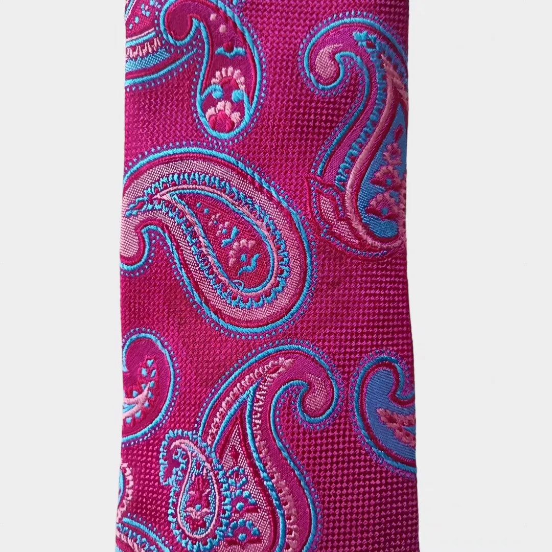 Ted Baker Ted Baker Silk Paisley Tie – Fuchsia & Blue-Fashionella Size ONE SIZE - 7 Thumbnail