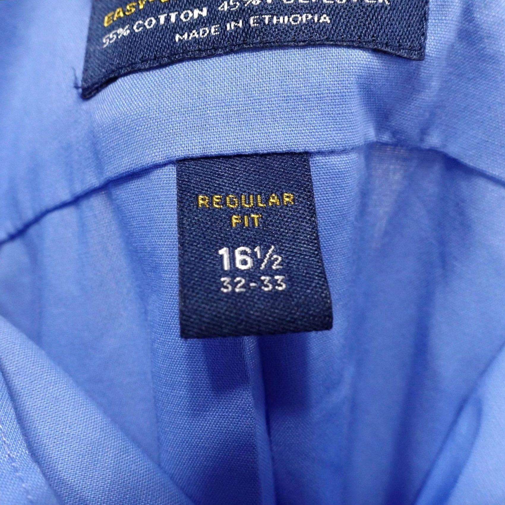 Stafford Stafford Dress Shirt Blue Regular 16.5 32/33 Easy Care Travel Broadcloth Men Shirt Size 46R - 7 Thumbnail