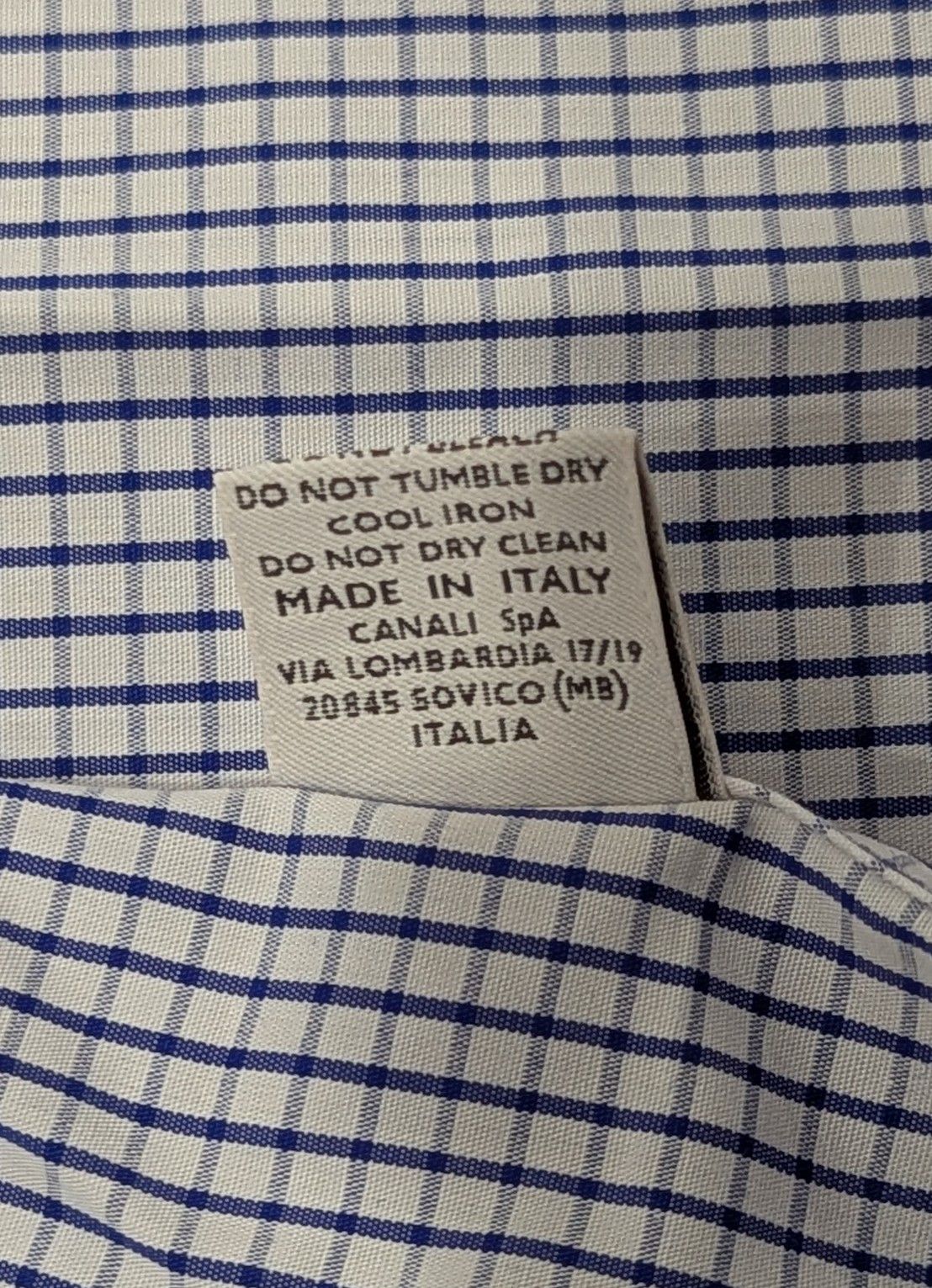Canali CANALI Grid Cotton Dress Shirt Blue 45 US 17.75 Modern Fit Size US XXL / EU 58 / 5 - 6 Thumbnail