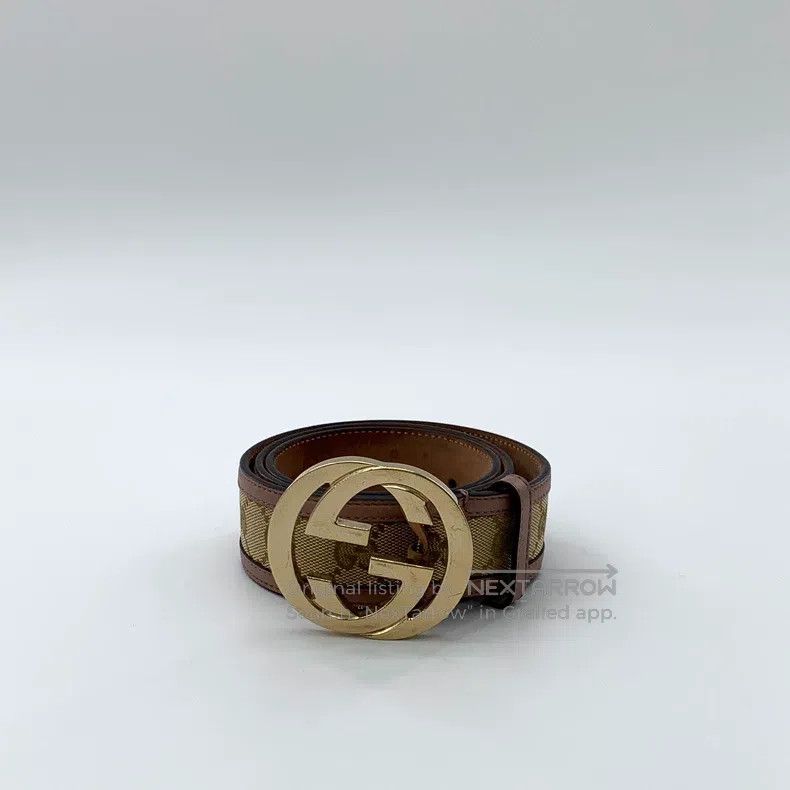 Gucci Gucci Brown logo jacquard double G smooth buckle belt Size ONE SIZE - 1 Thumbnail