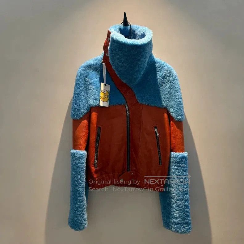 Rick Owens Rare Blue Orange Shearling Zip Jacket- Size US M / EU 48-50 / 2 - 1 Thumbnail