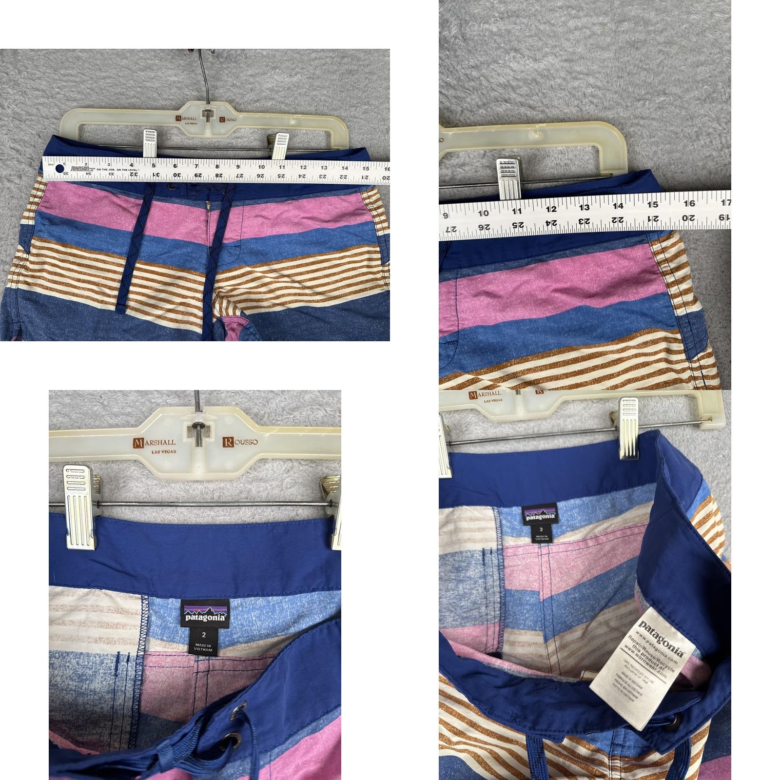 Patagonia Patagonia Skimmer Shorts Womens 2 Pink Blue Striped Board Swim Beach Quick Dry Size 26" / US 2 / IT 38 - 8 Thumbnail