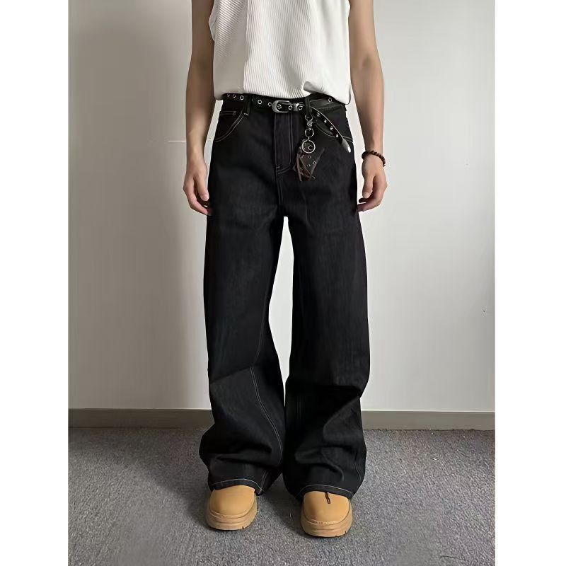 Japanese Brand × Vintage Black loose washed vintage straight wide-leg jeans Size US 32 / EU 48 - 2 Thumbnail