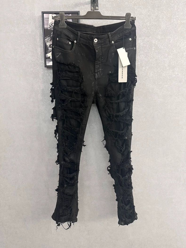 Rick Owens Rick Owens Corrosive wax jeans with holes.-2506 Size US 33 - 1 Thumbnail