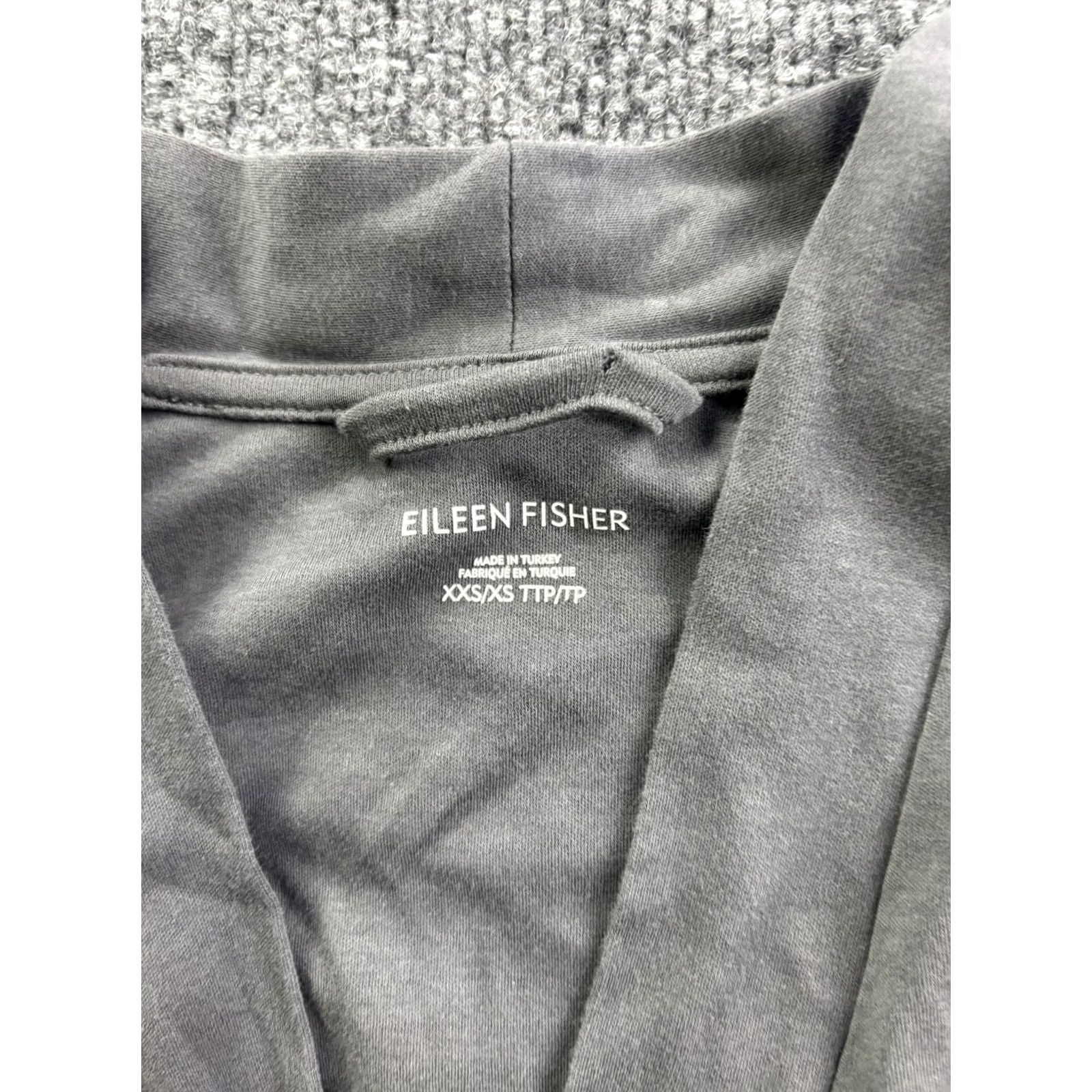 Eileen Fisher Eileen Fisher Cardigan Sweater Womens XXS/XS Gray Longline Open Front Cotton Knit Jersey V-Neck Pockets Size XXS / US 00 / IT 34 - 2 Thumbnail