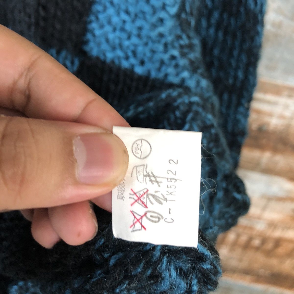 Vintage Smotz Blue Checkred handknit Knitwear #A1375 Size US L / EU 52-54 / 3 - 12 Thumbnail