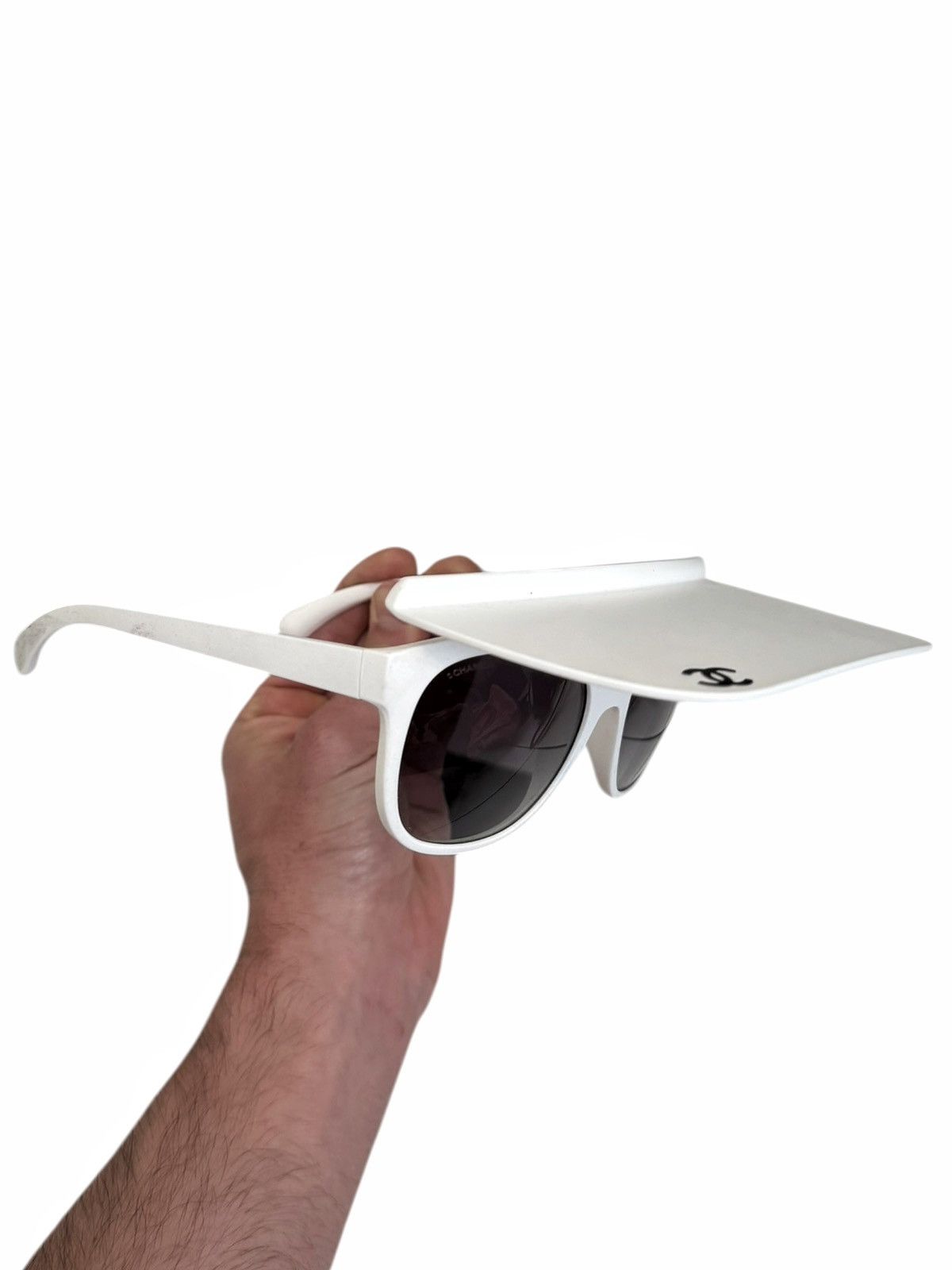 Chanel RARE Flip Visor White Sunglasses Size ONE SIZE - 1 Thumbnail