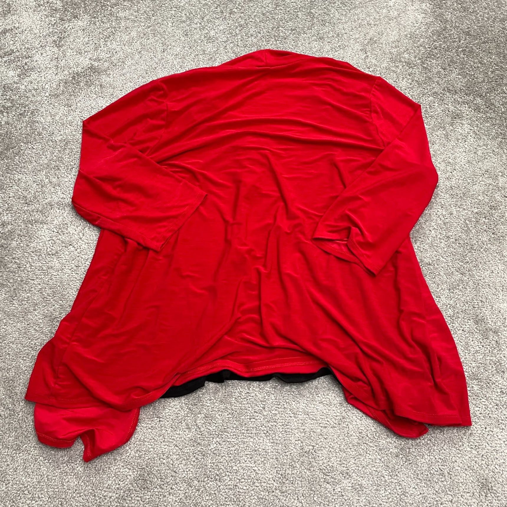 Vintage New Directions Cardigan Blouse Womens 2X Red Black Chain Necklace Stretch Knit Solid Long Sleeve Casual/Workwear Women's Plus Size Size XXL / US 16-18 / IT 52-54 - 2 Thumbnail