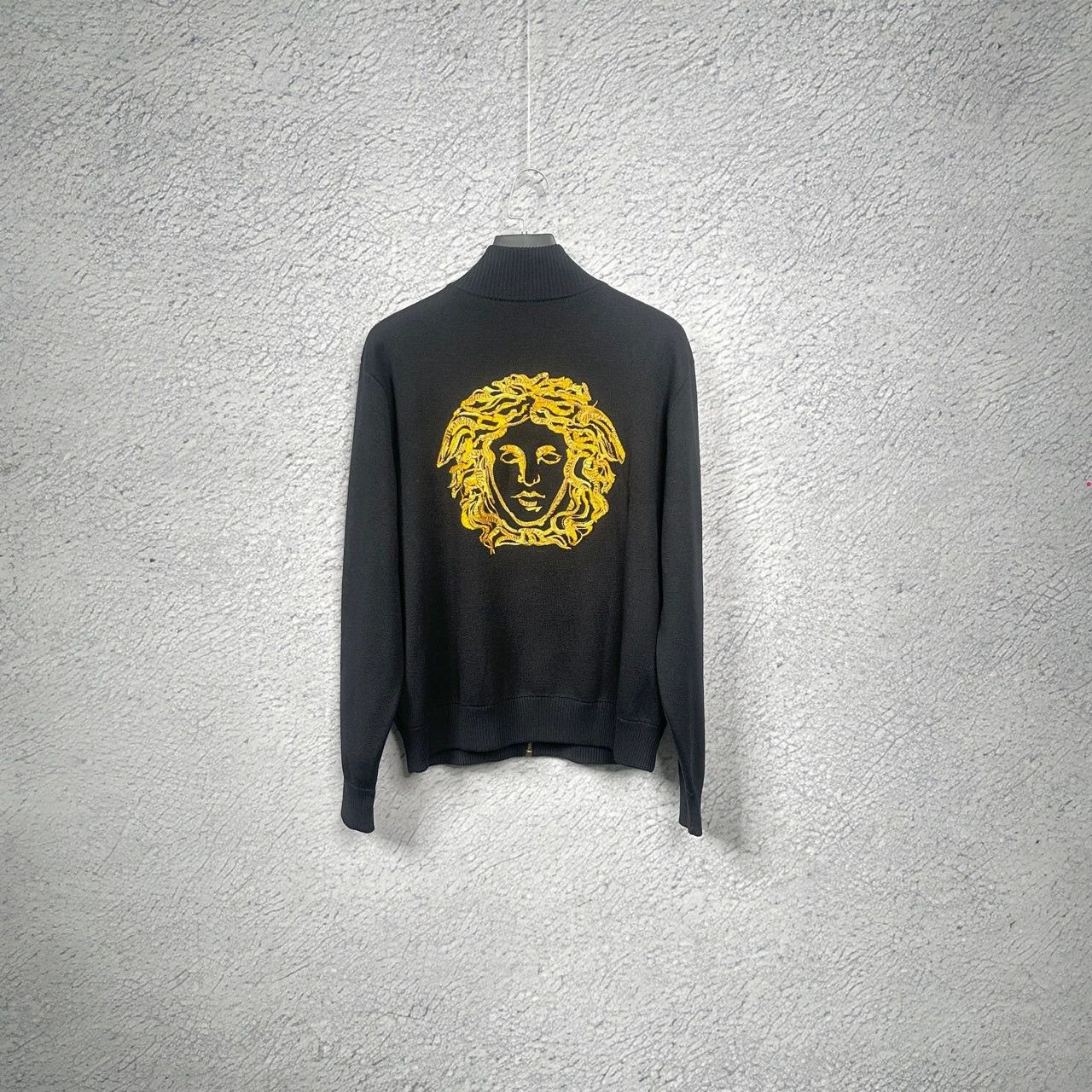 Versace Versace Black Wool Medusa Logo Knit Jacket Size US M / EU 48-50 / 2 - 2 Thumbnail