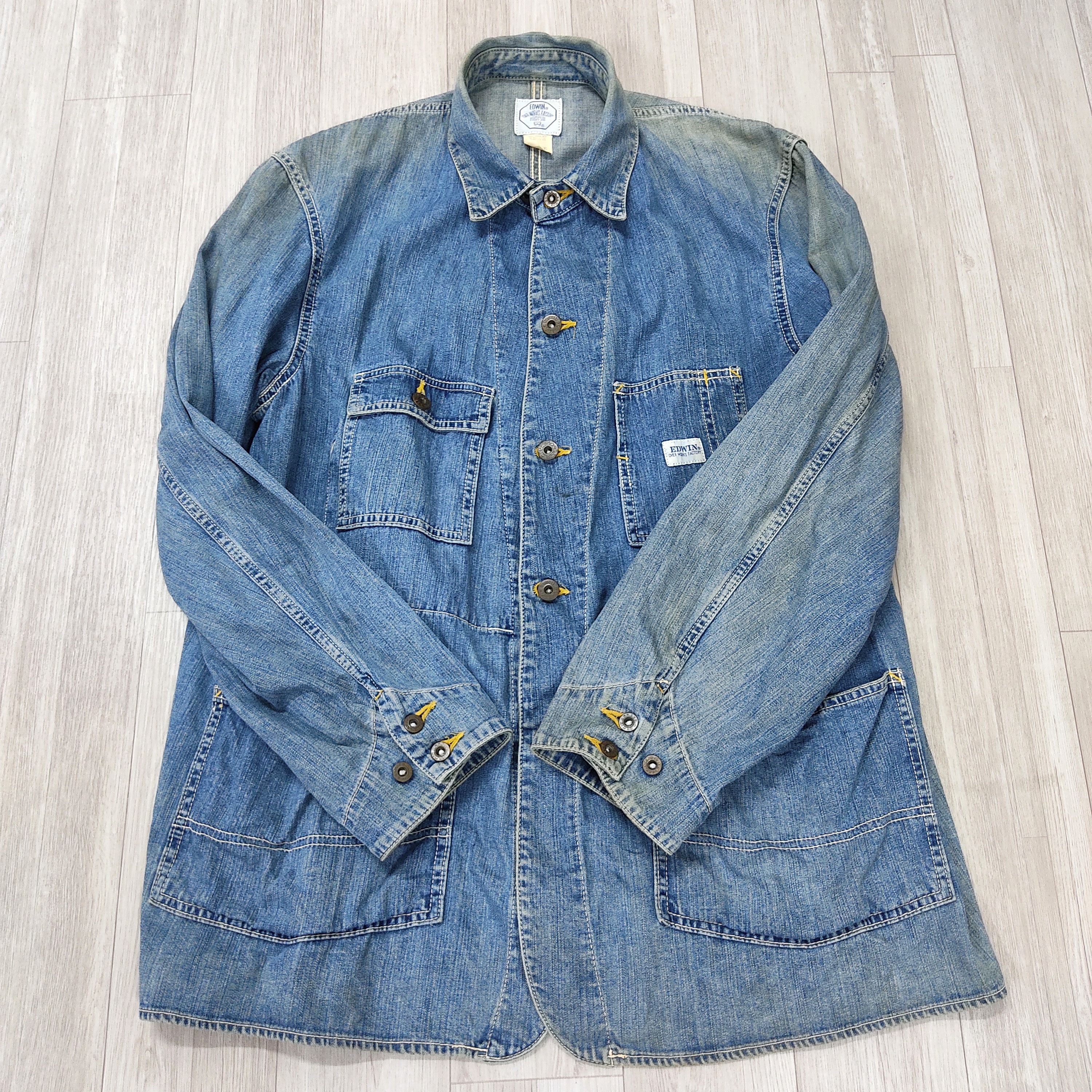 Edwin Vintage EDWIN Over Works Factory Chore Jacket Size US L / EU 52-54 / 3 - 5 Thumbnail