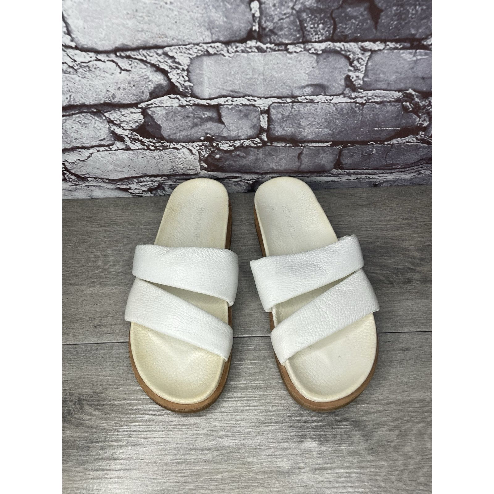 Other Humanoid White Leather Platform Strap Slides Wedge Sandals W Size US 8.5 / IT 38.5 - 12 Thumbnail