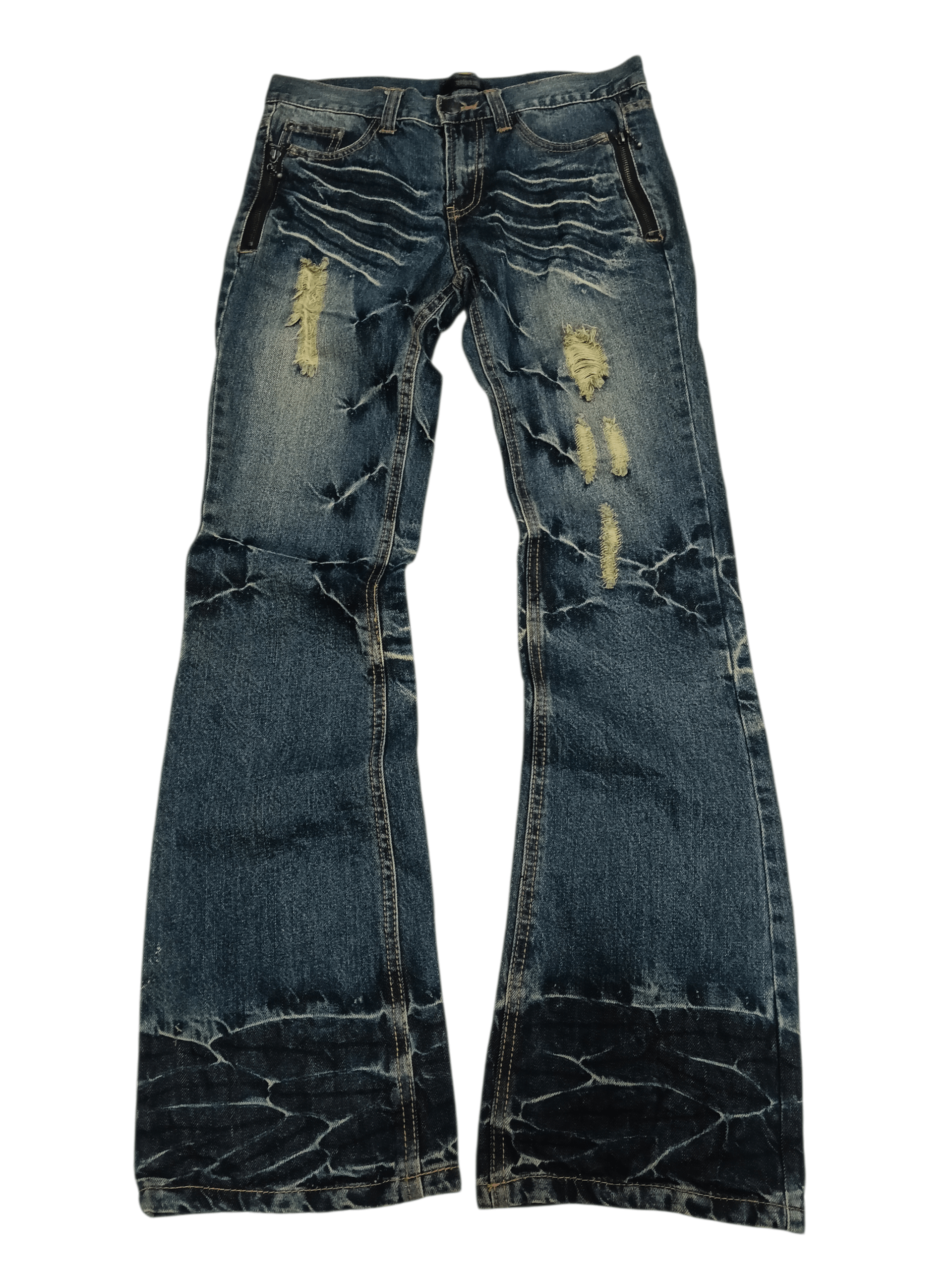 Japanese Brand 💥 Black Baccara Bootcut Clawmark Honeycomb Flared Denim 💥 Size US 32 / EU 48 - 3 Thumbnail