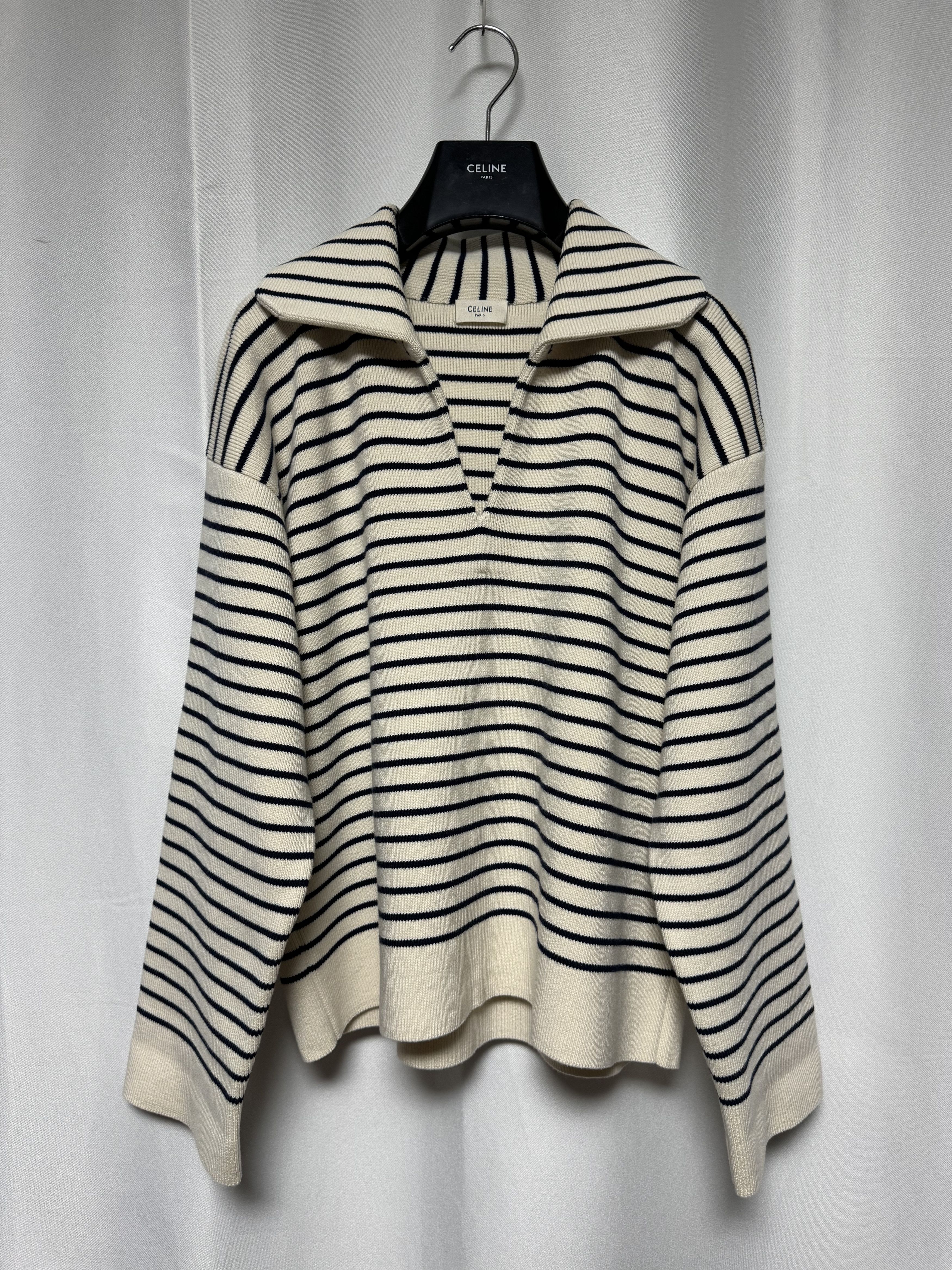 Celine SS20 Open Collar Striped Sweater Size US L / EU 52-54 / 3 - 1 Thumbnail