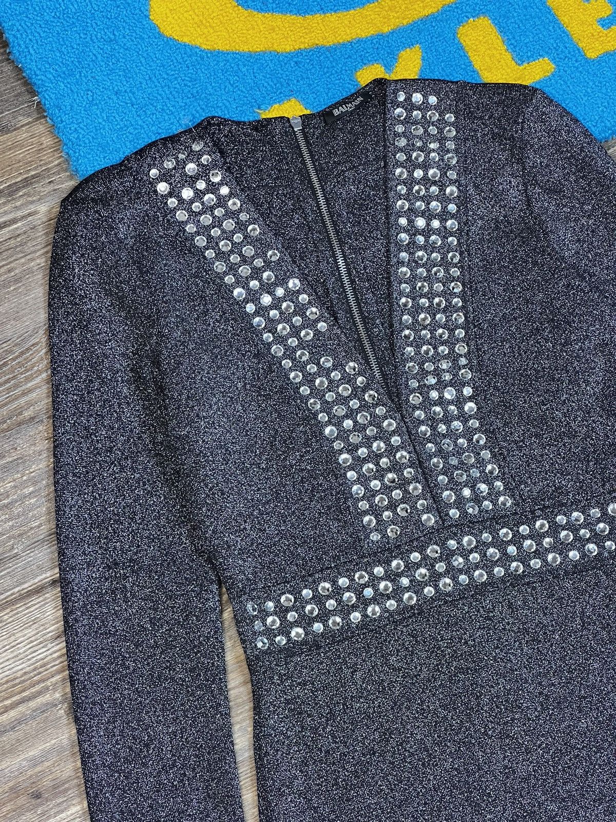 Balmain Balmain Metallics Lurex Knit Crystal Embellished Mini Dress Size M / US 6-8 / IT 42-44 - 4 Thumbnail