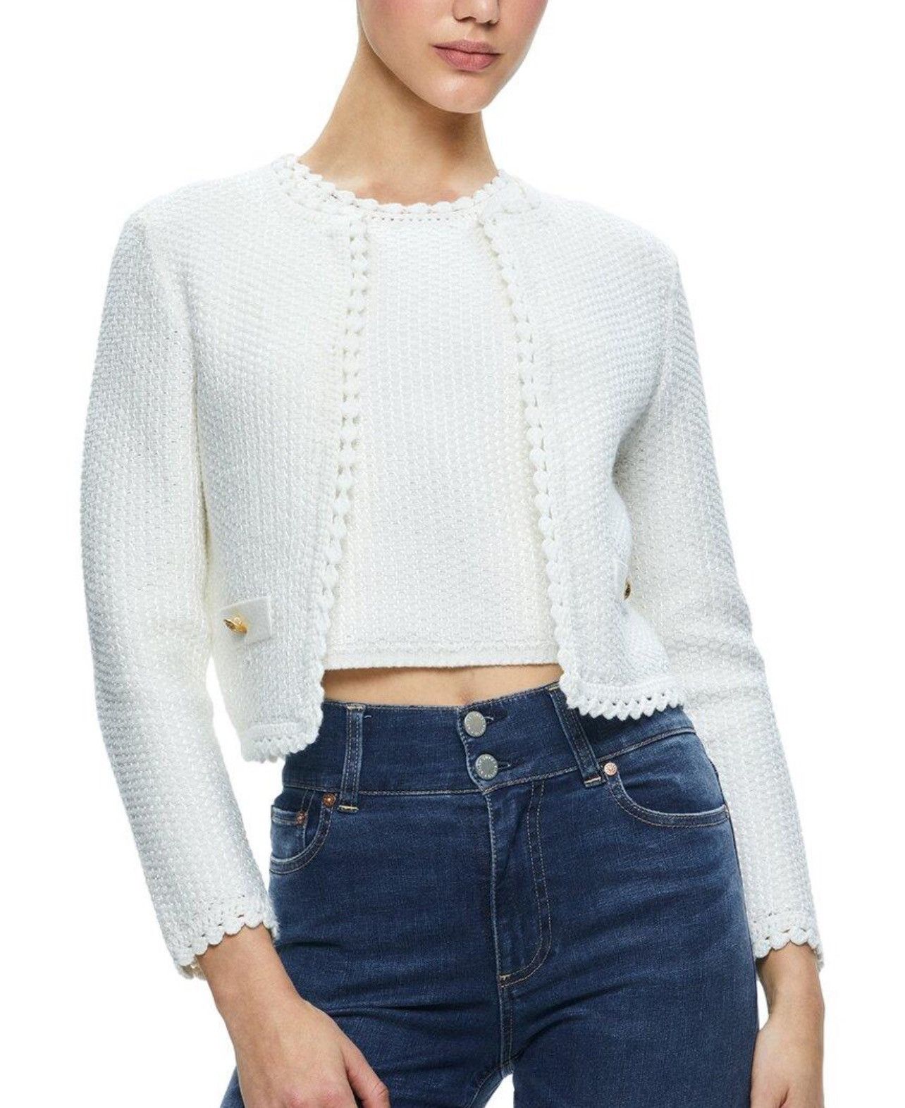 Alice + Olivia Alice and Olivia Scalloped Knit Jacket size M Size M / US 6-8 / IT 42-44 - 1 Thumbnail
