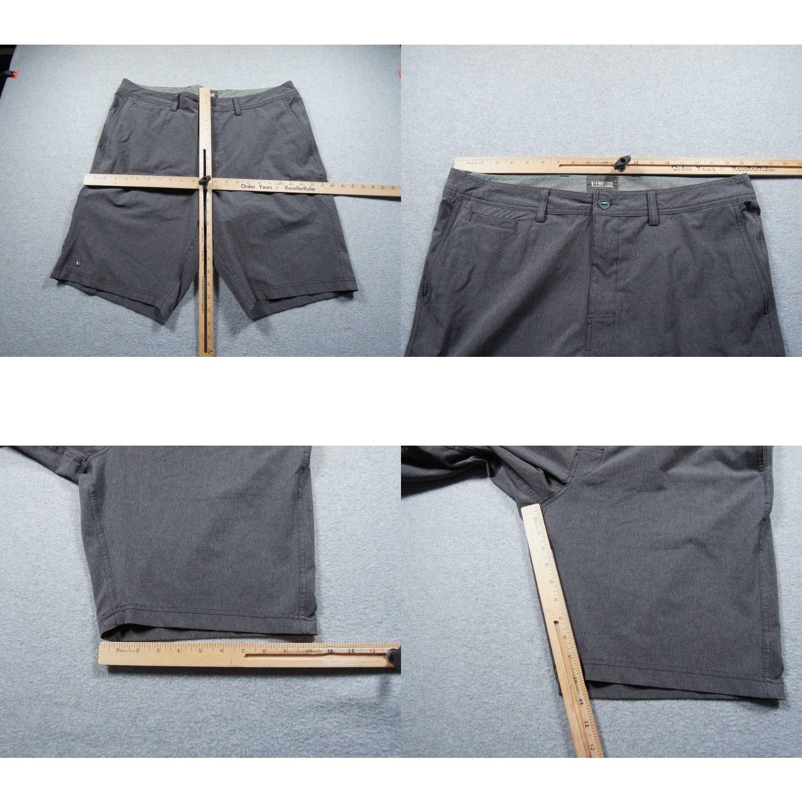 Vintage Linksoul Short Mens 38 Gray Chino Golf Stretch 10"Inseam Flat Front Casual Adult Shirt Size US 38 / EU 54 - 8 Thumbnail