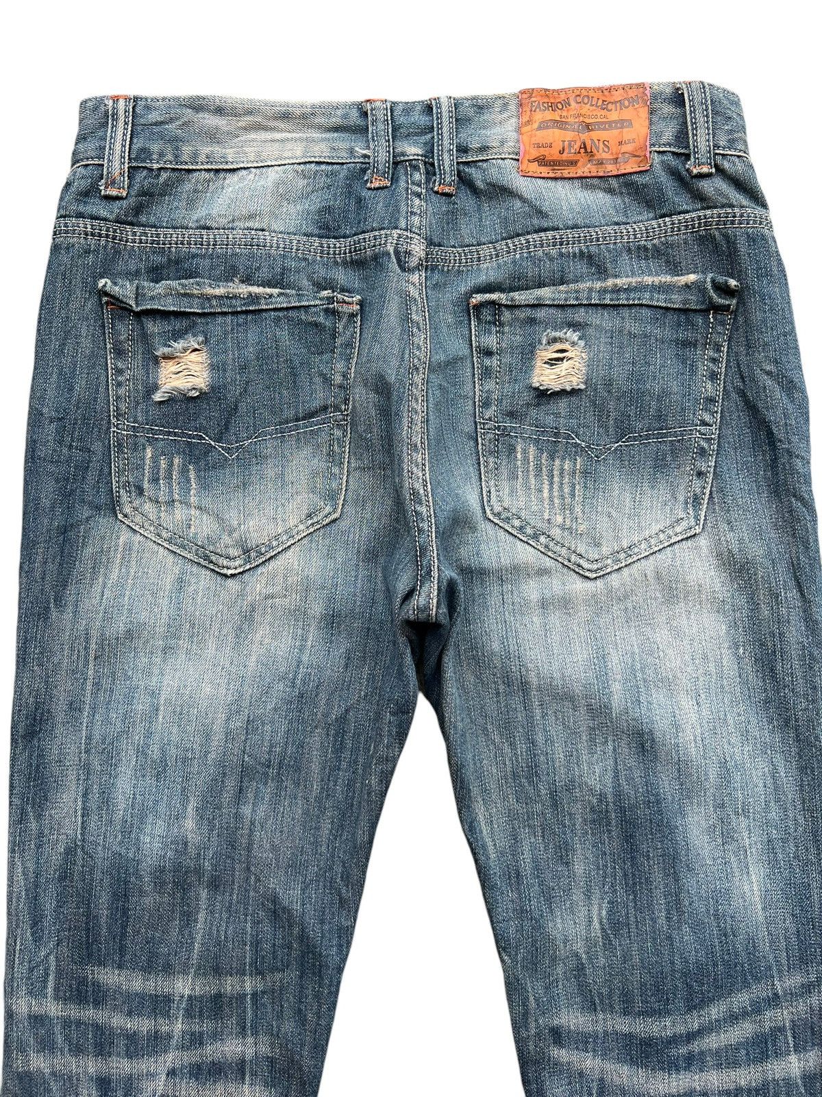 Japanese Brand Japan Distressed Patchwork Mudwash Denim Jeans 33x28 Size US 33 - 5 Thumbnail