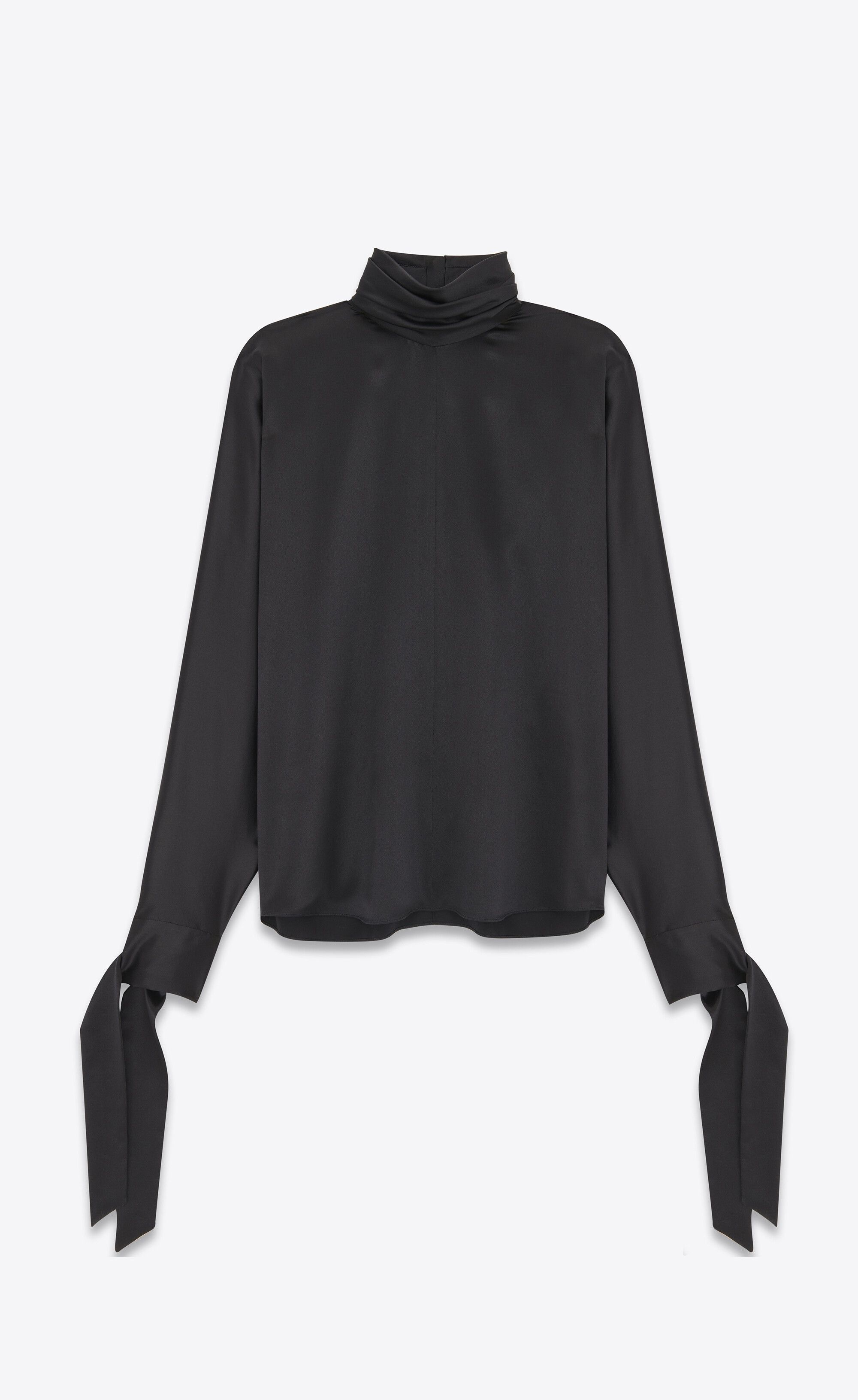 Saint Laurent Paris o1s1wg110125 752982 Blouse in Silk Satin in Black Size S / US 4 / IT 40 - 1 Thumbnail