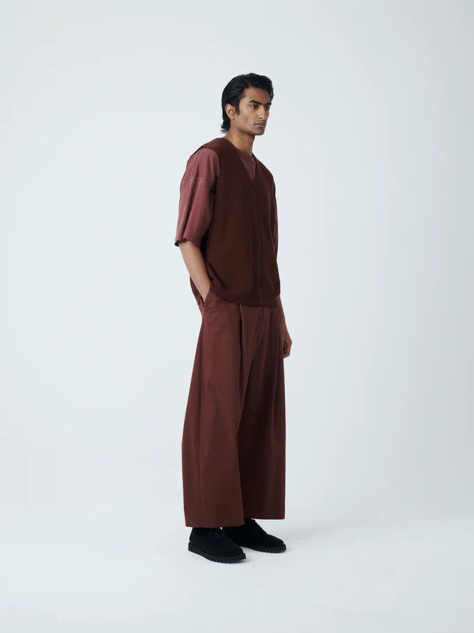 Studio Nicholson o1mle0824 Rib Zipped Vest in Chestnut Size US S / EU 44-46 / 1 - 3 Thumbnail