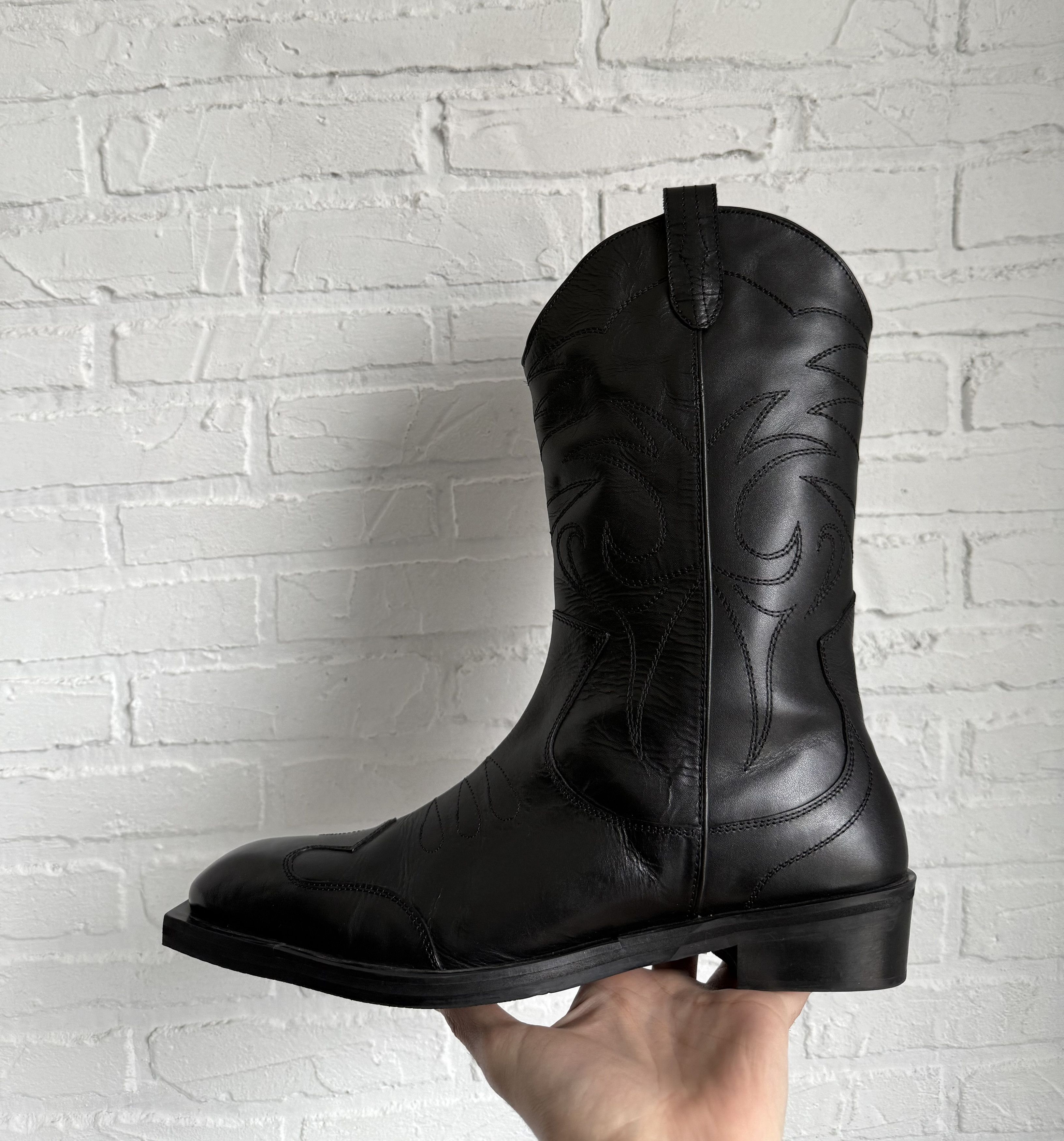 Genuine Leather ZIGN Studio western Cowboy biker boots Size US 11.5 / EU 44-45 - 1 Thumbnail
