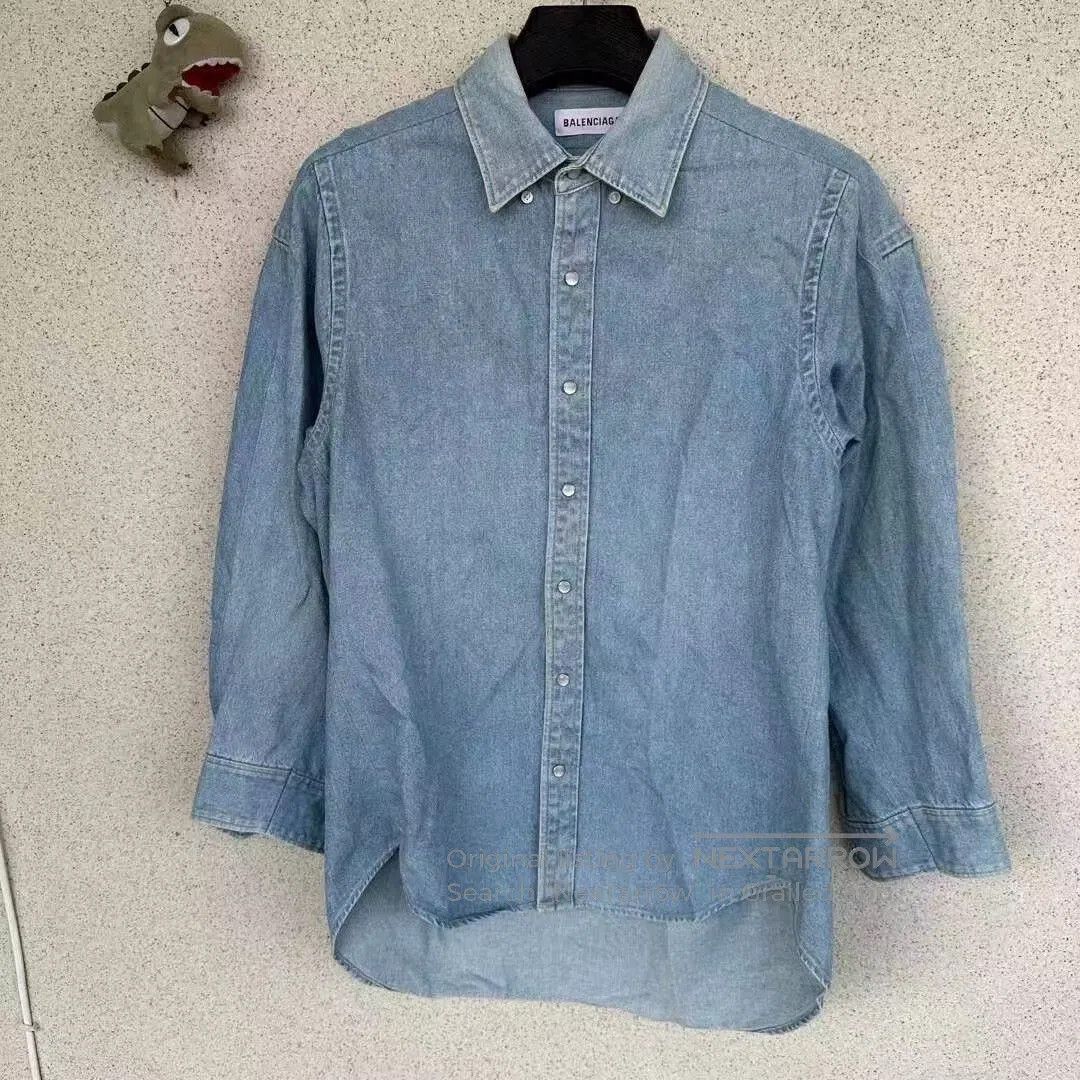 Balenciaga Back Logo Denim Shirt.