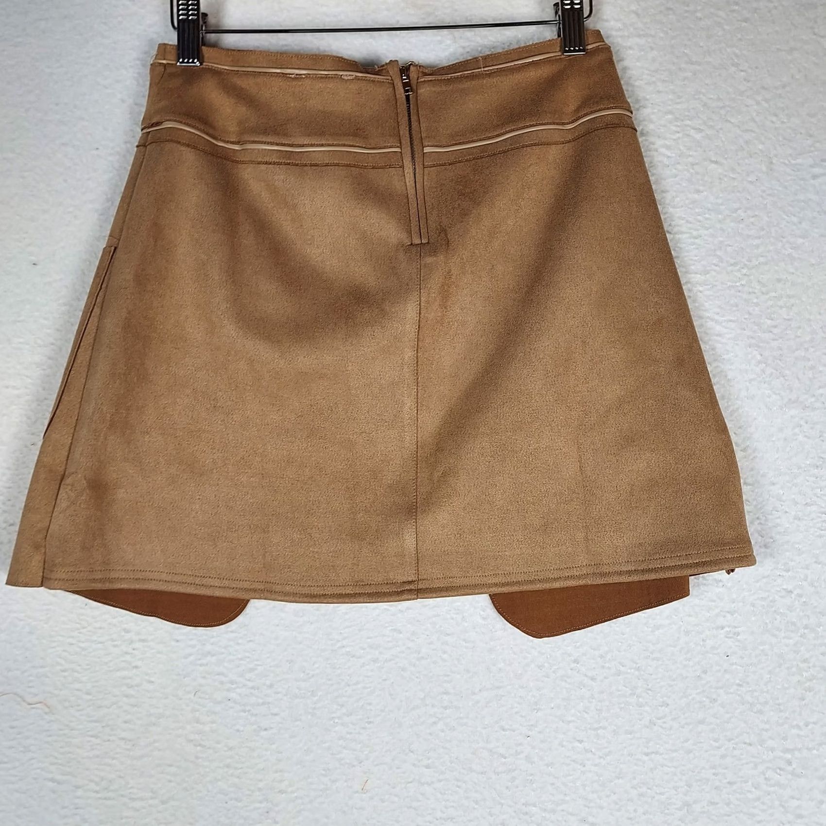 Vintage Pink Lilly Skirt S Brown Faux Suede Wrap Mini Tasseled Western Boho Women’s Short Size 28" / US 6 / IT 42 - 6 Thumbnail